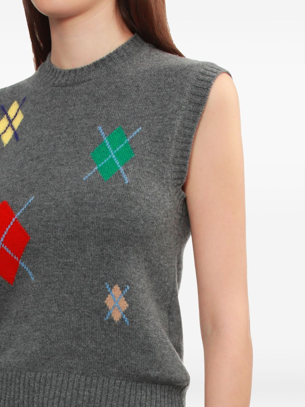 diamond-pattern sleeveless top - 5