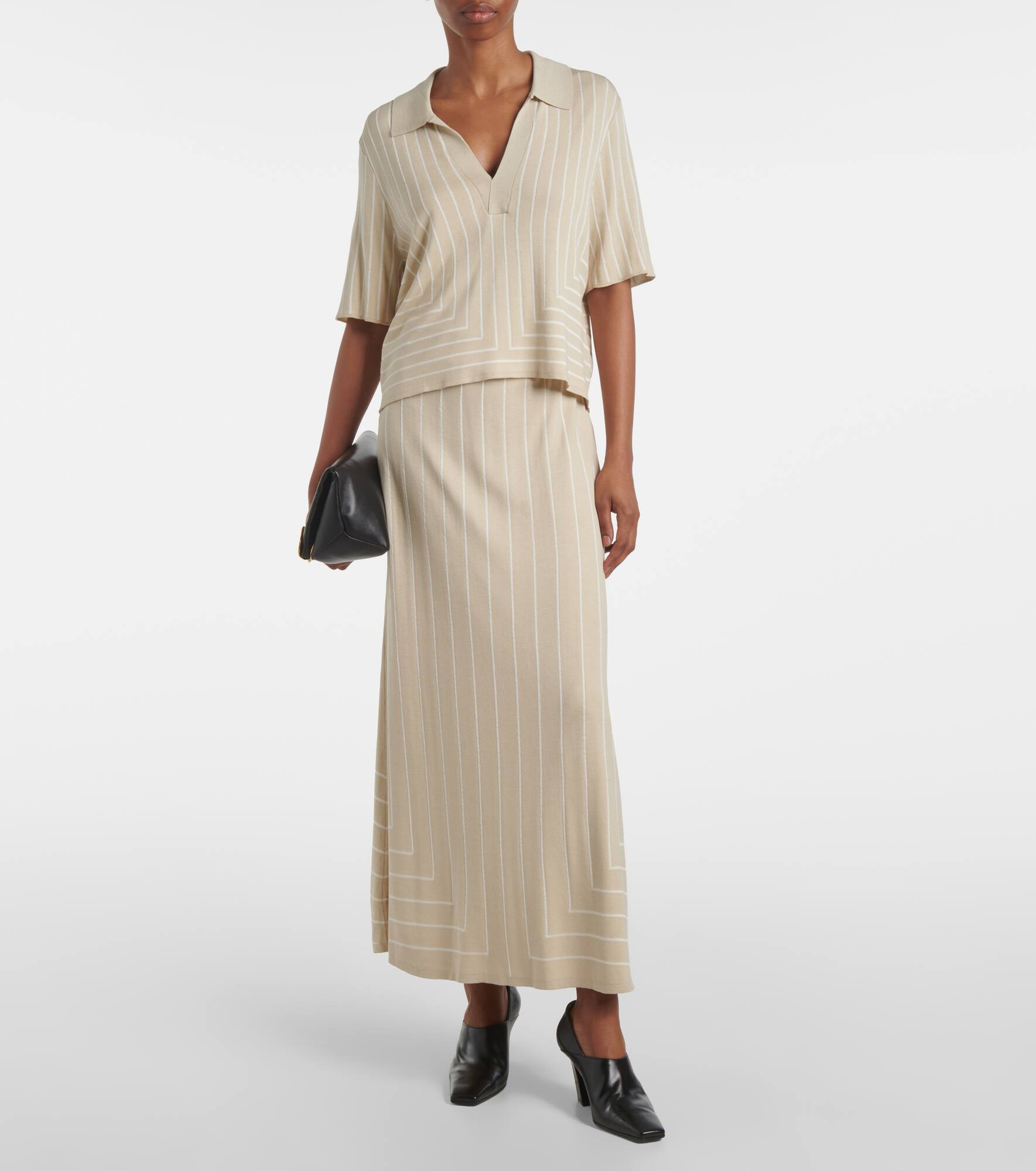 Striped cotton and silk polo shirt - 2
