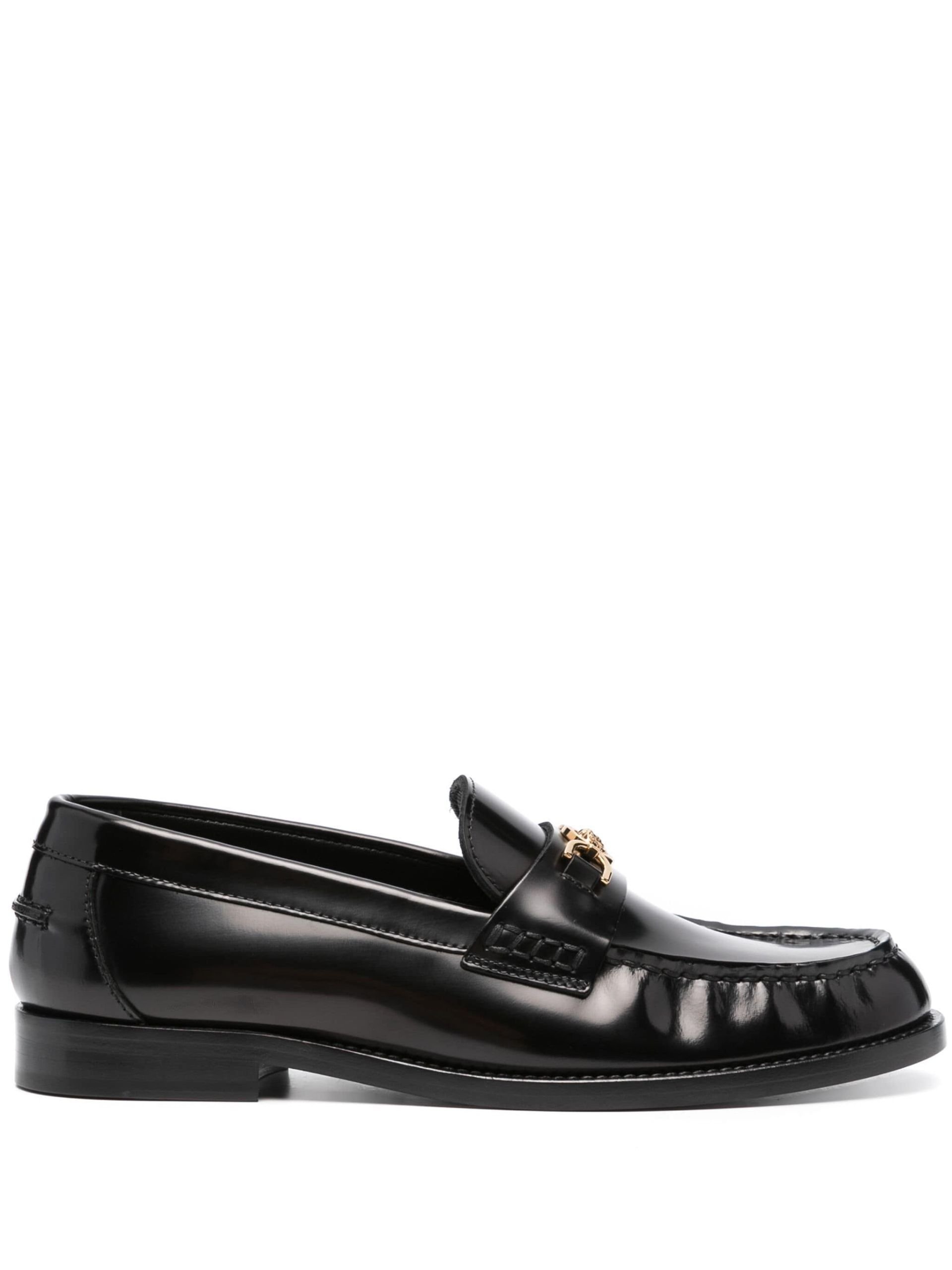 Black Medusa Leather Loafers - 1