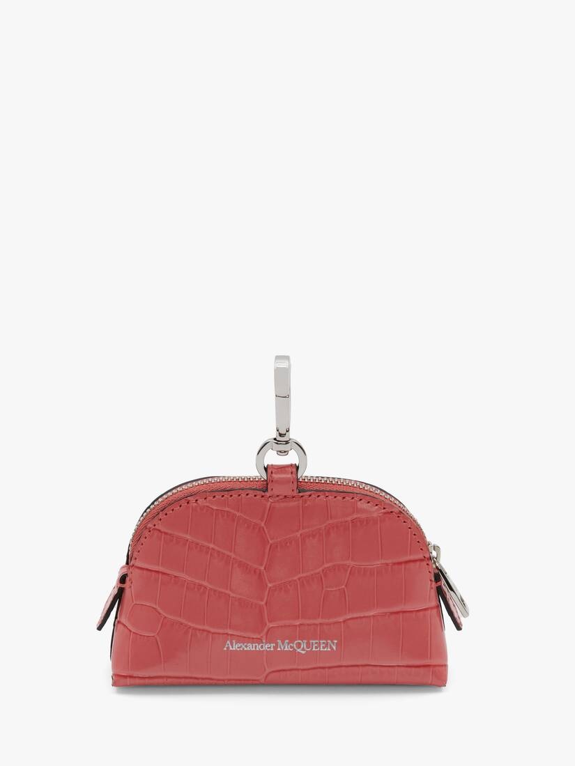 Skull Zip Coin Pouch in Coral - 3