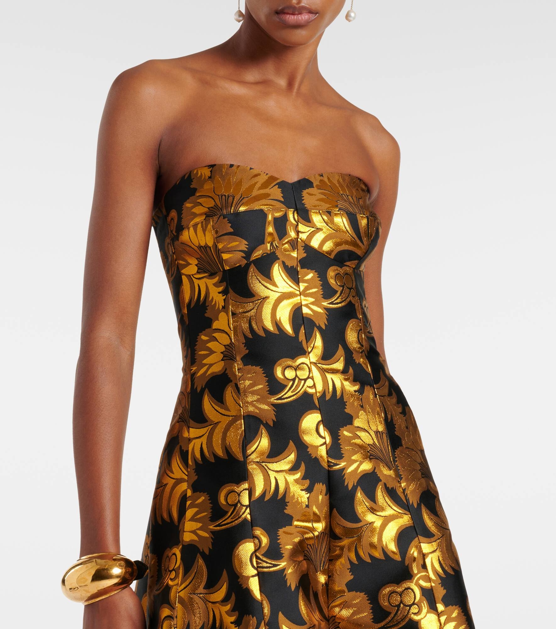 Semi-sheer strapless lamé maxi dress - 4