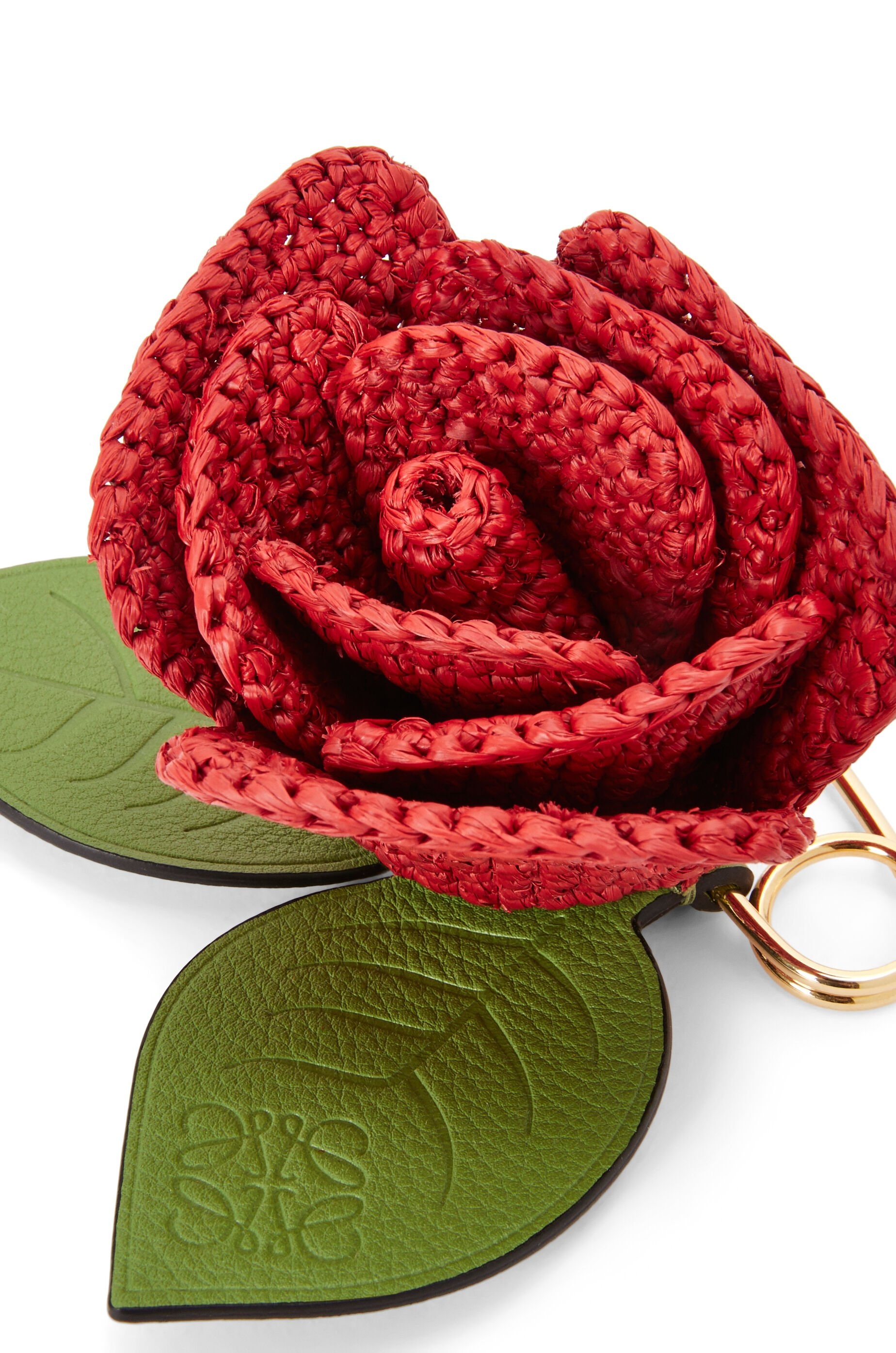 Rose pin in raffia and brass - 3
