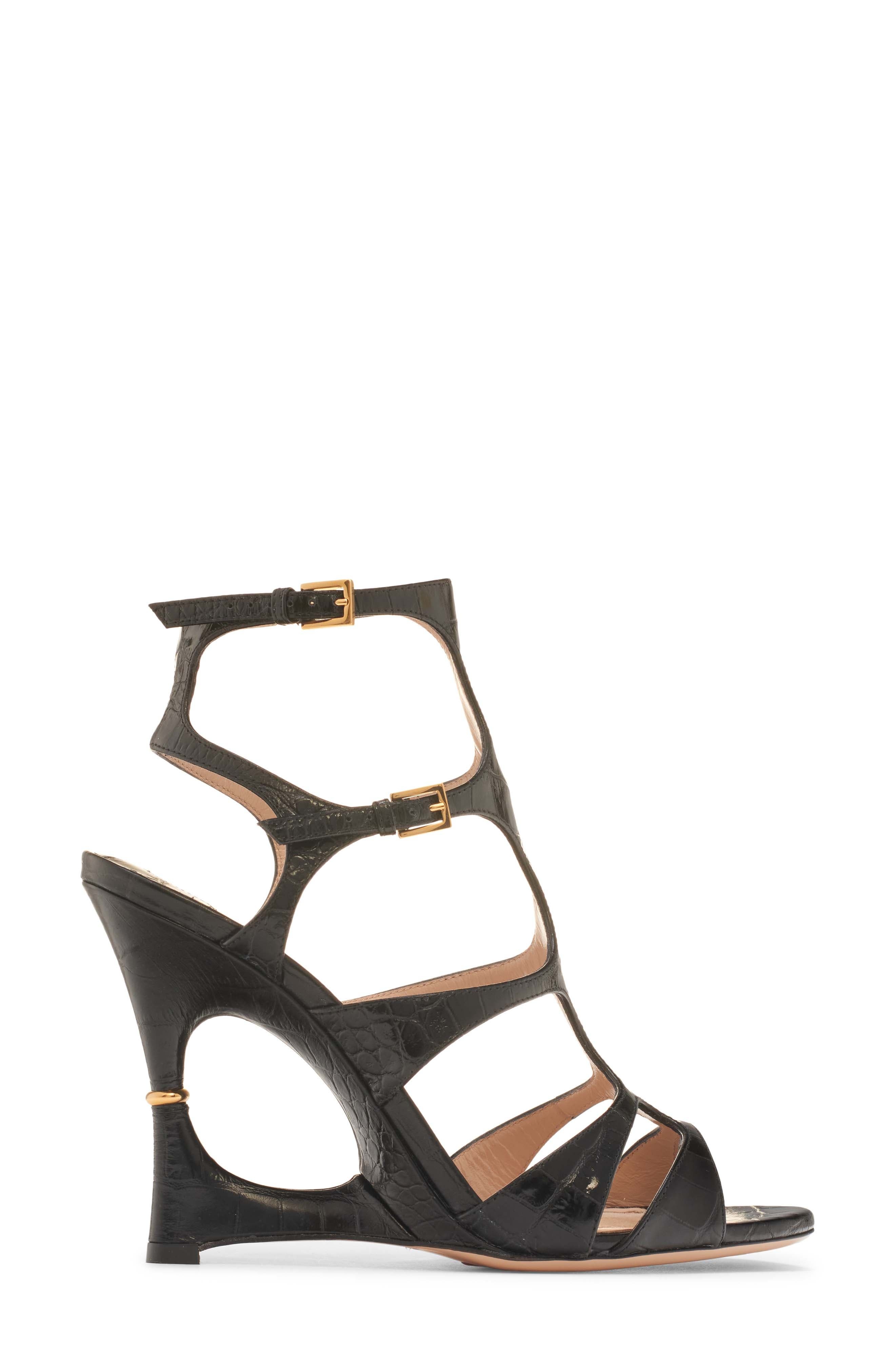 TOM FORD Paradise Cage Croc Embossed Sandal in Black at Nordstrom - 3