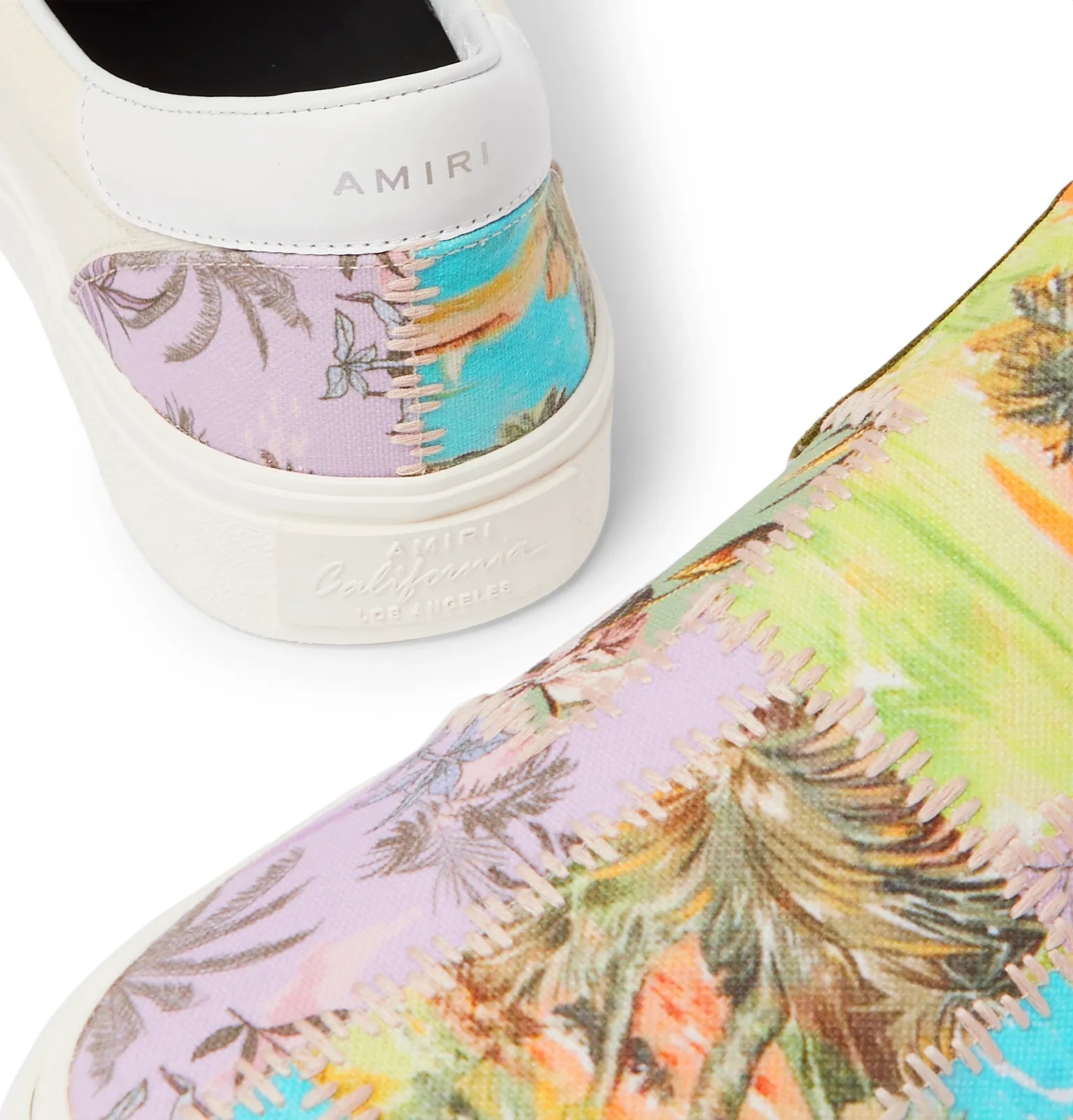 Leather-Trimmed Printed Canvas Slip-On Sneakers - 6