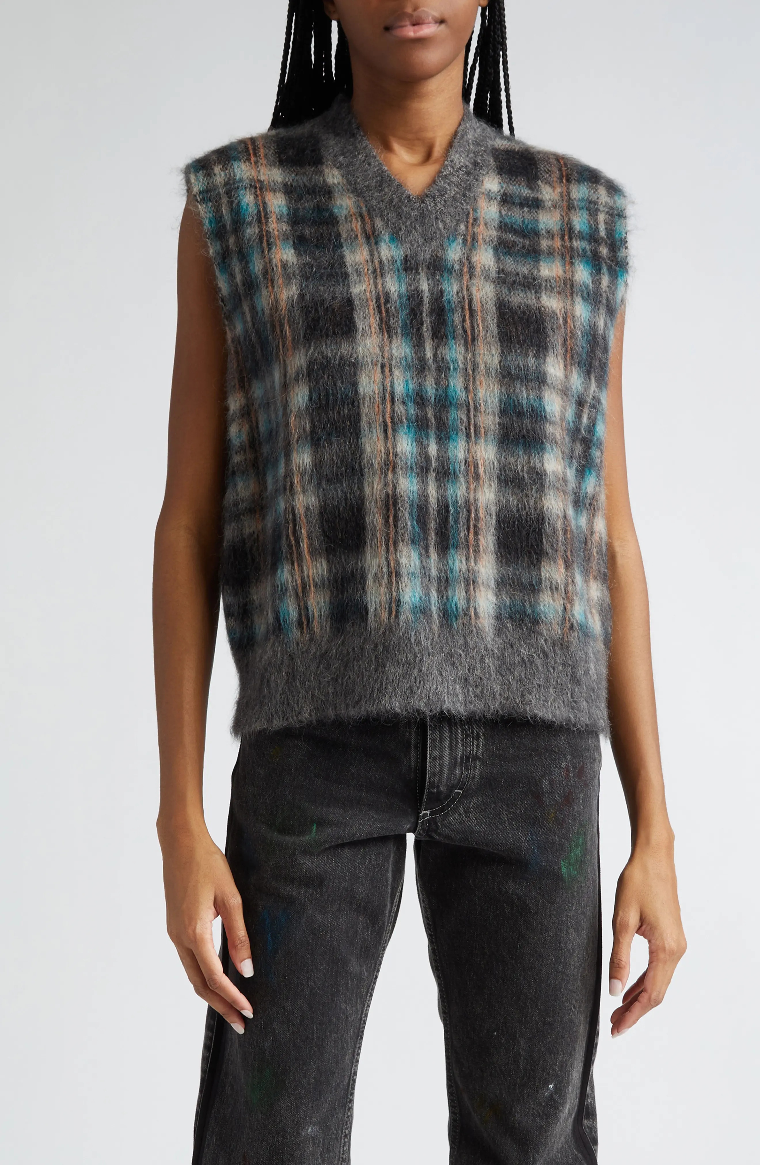 【関税＆送料込み】Maison Margiela Mohair Wool Vest Clothin Maison Margiela x Pendleton Plaid Mohair & Wool Blend V-Neck