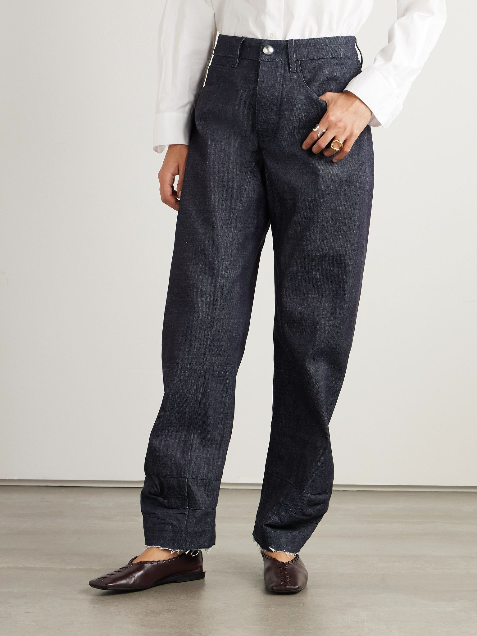 Mid-rise barrel-leg jeans Dark denim - 3
