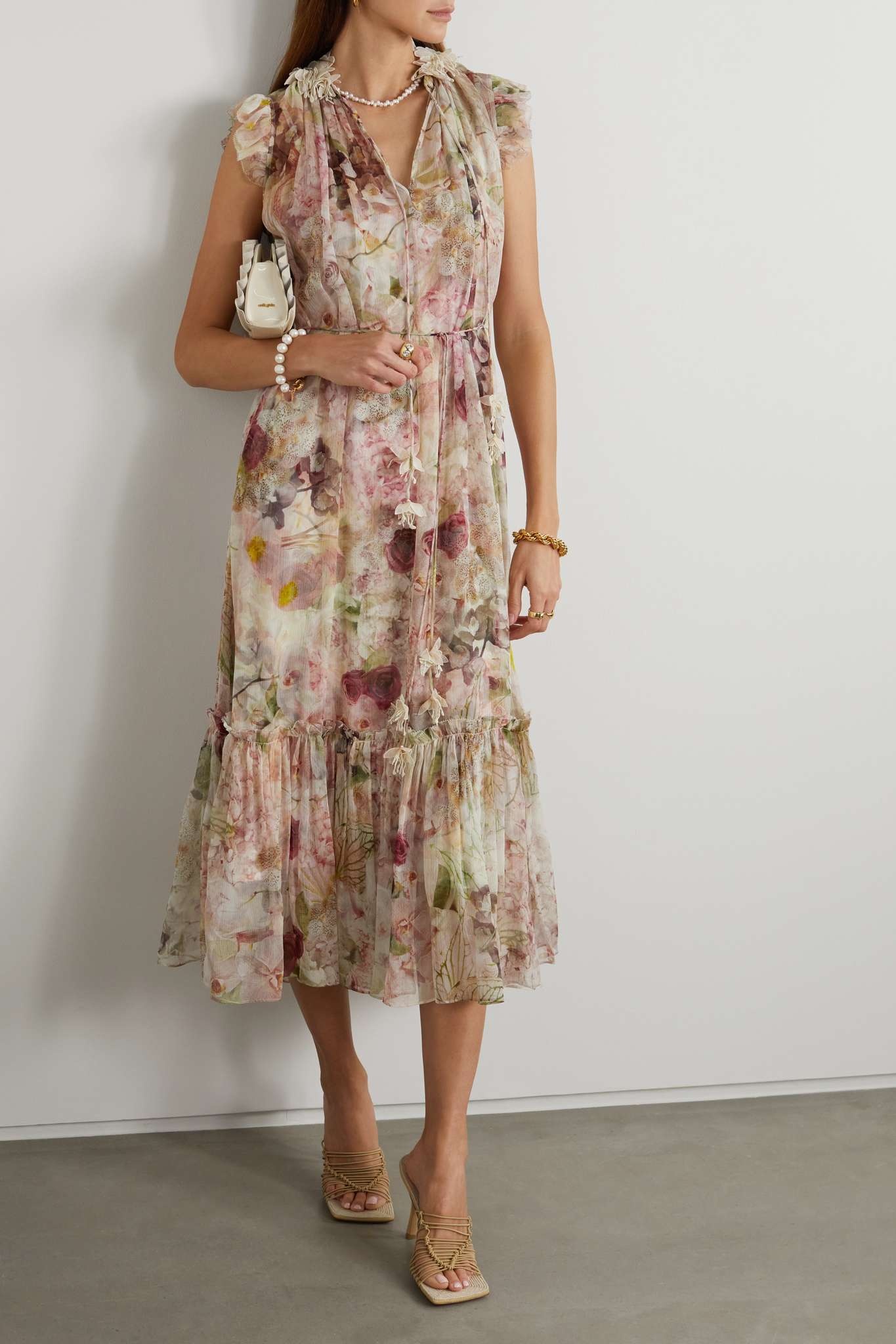 Dancer Flutter belted ruffled floral-print silk-chiffon midi dress - 2