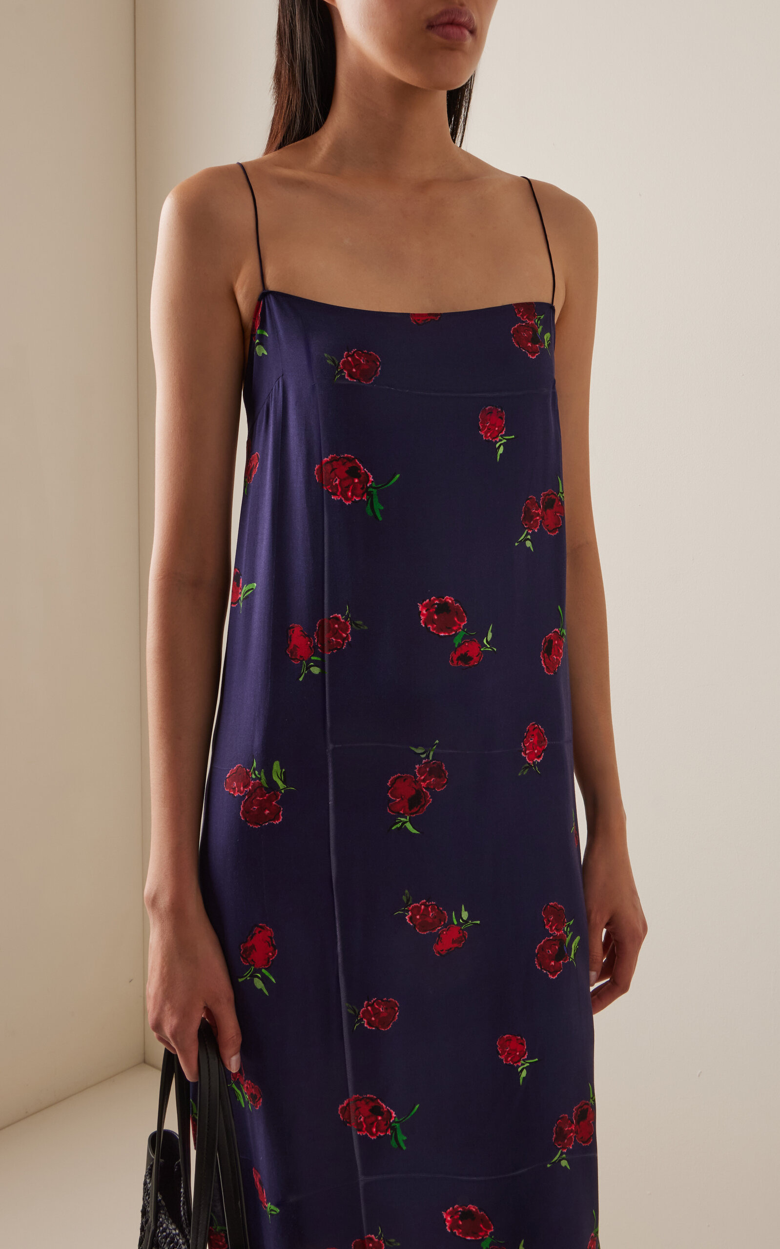 Sicily Printed Silk Midi Dress navy - 3