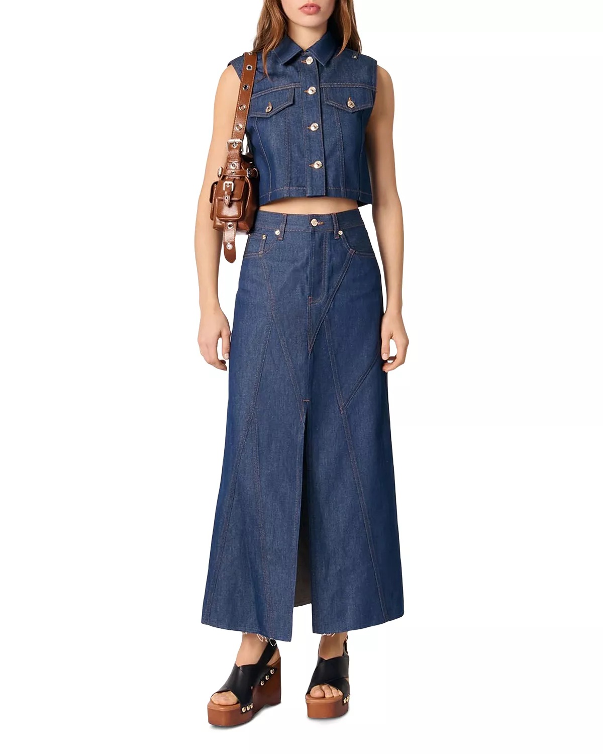 Denim Cropped Vest - 2