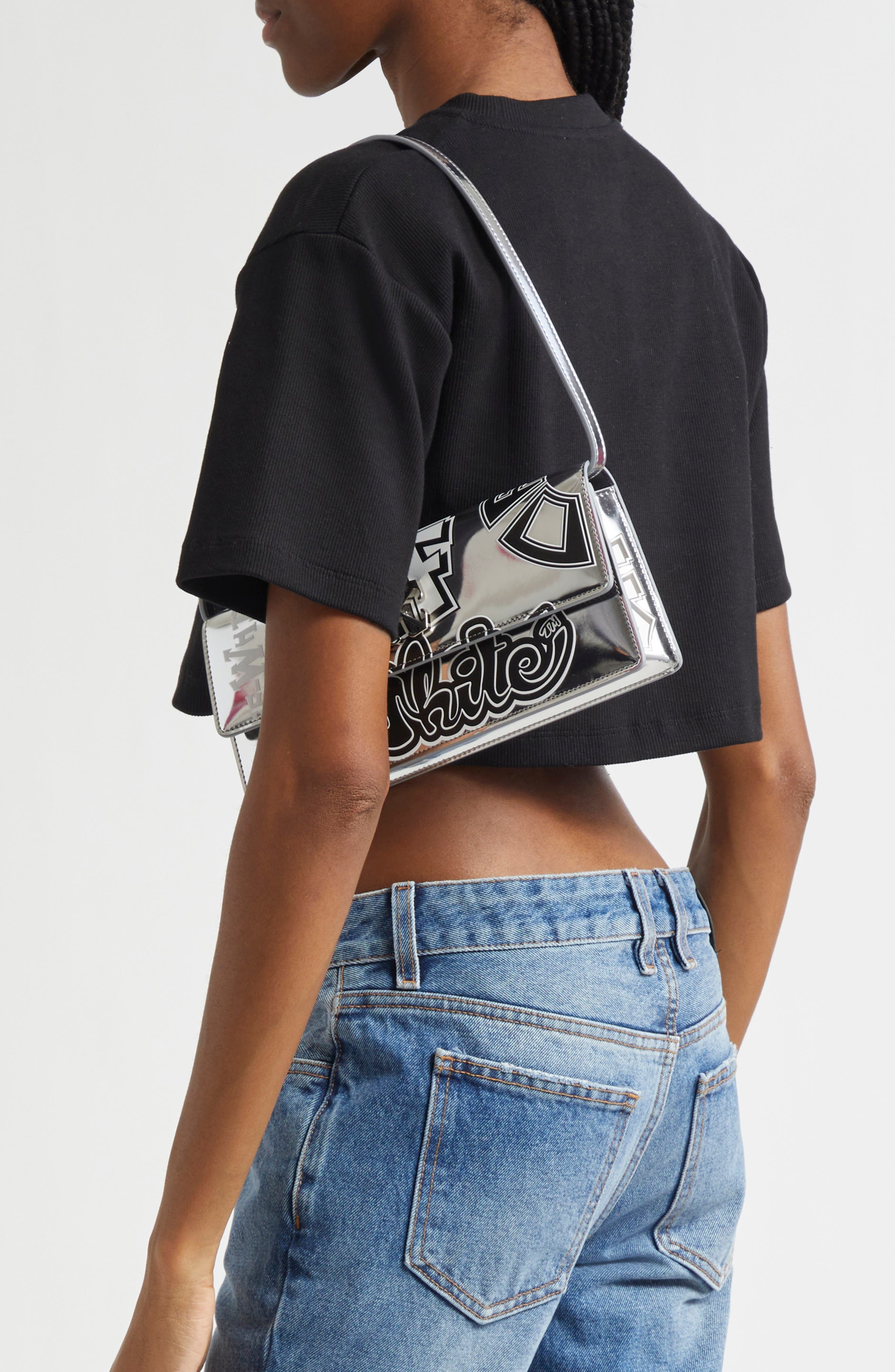 Off-White Jitney 1.0 Logo Shoulder Bag in Silver - 2