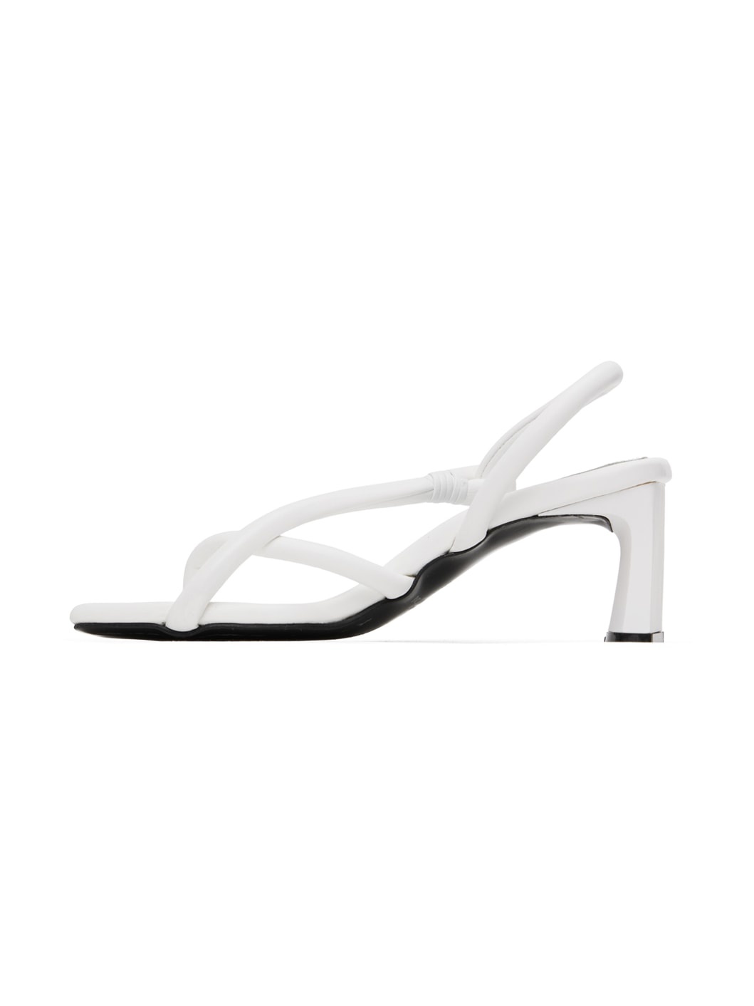 White Mismatched Heeled Sandals - 3