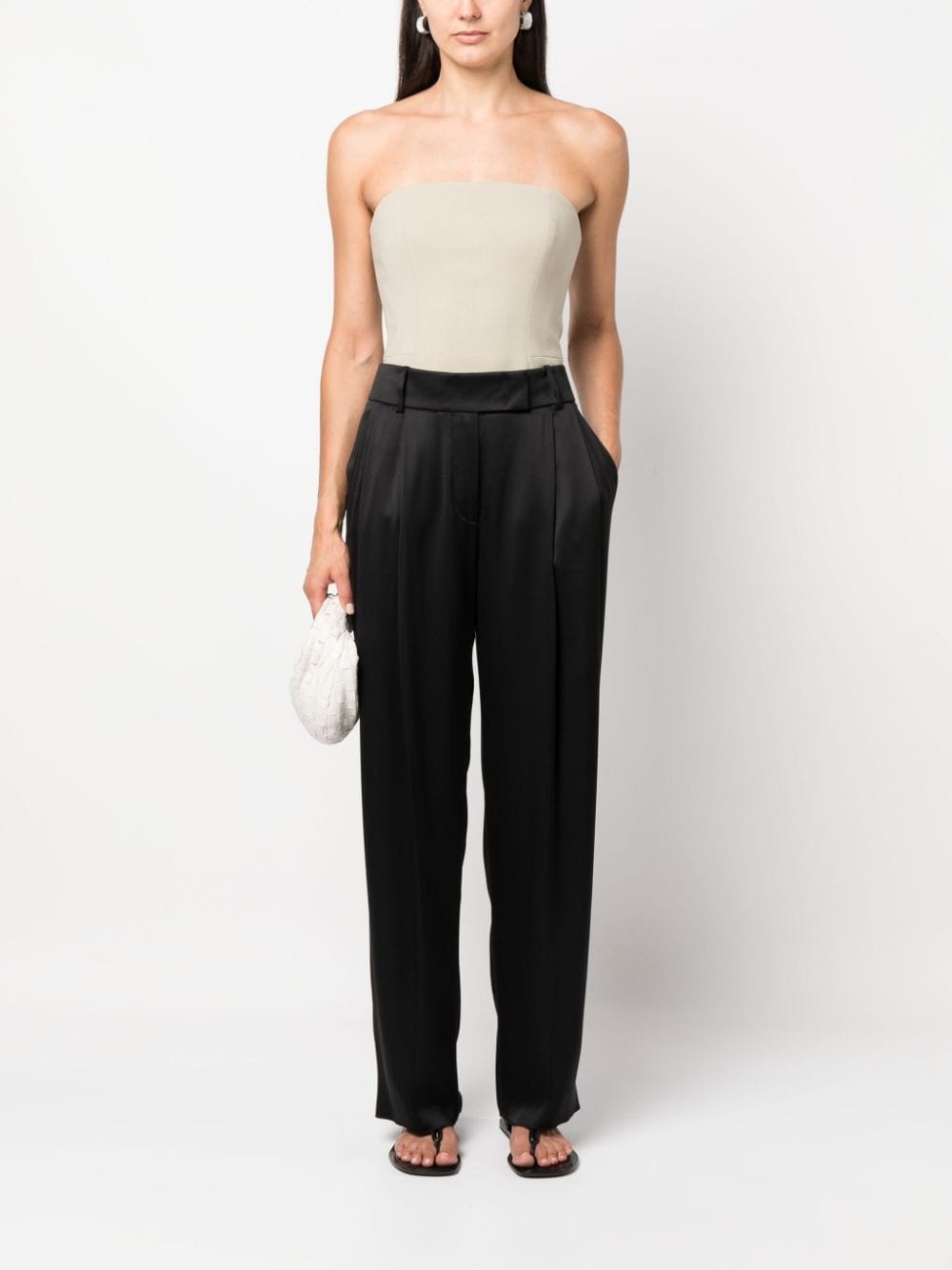 pleat-detail wide-leg silk trousers - 2