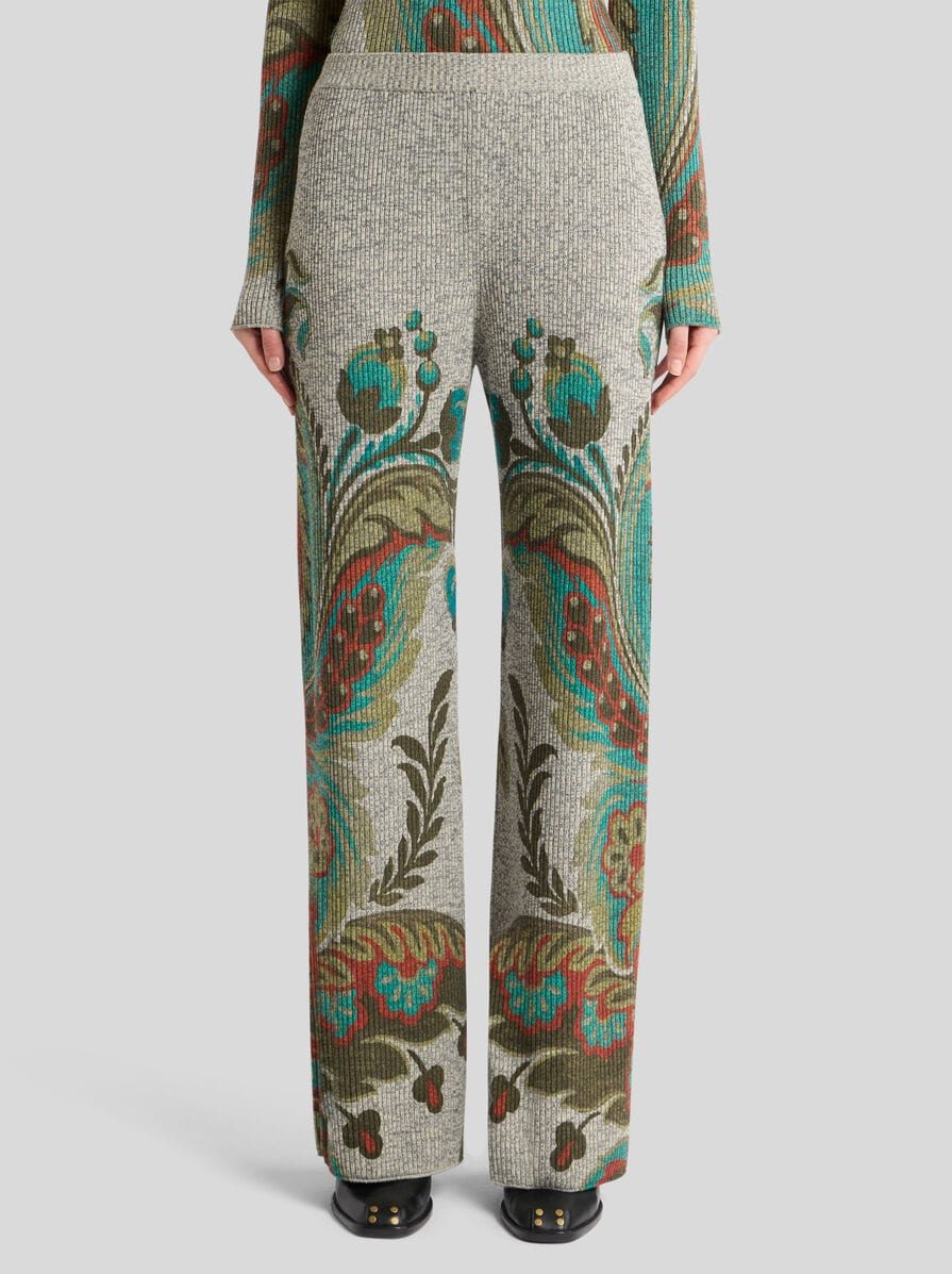 RIBBED WOOL TROUSERS WITH DAFFODIL PRINT - 2