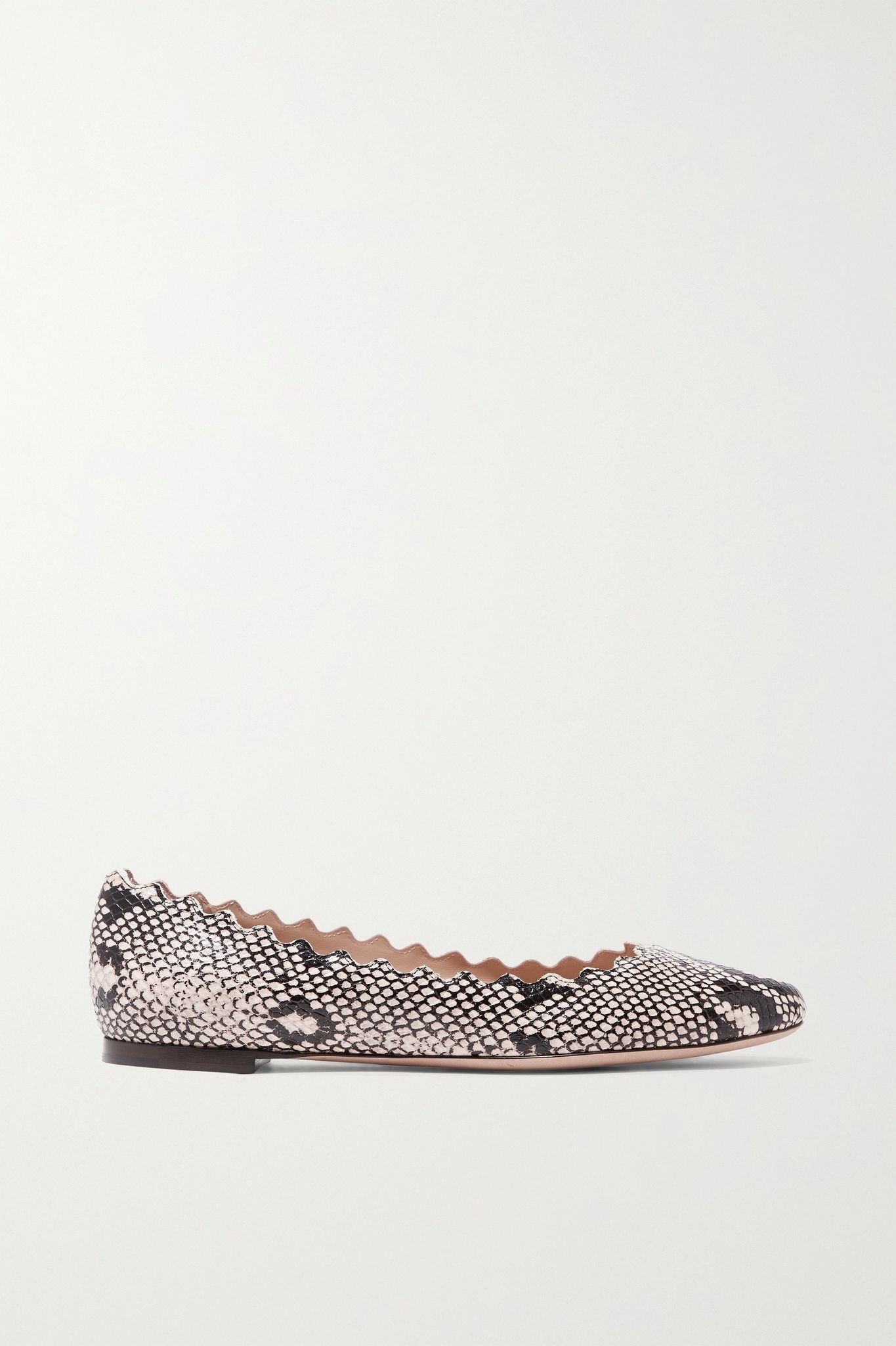 Lauren scalloped snake-effect leather ballet flats - 1