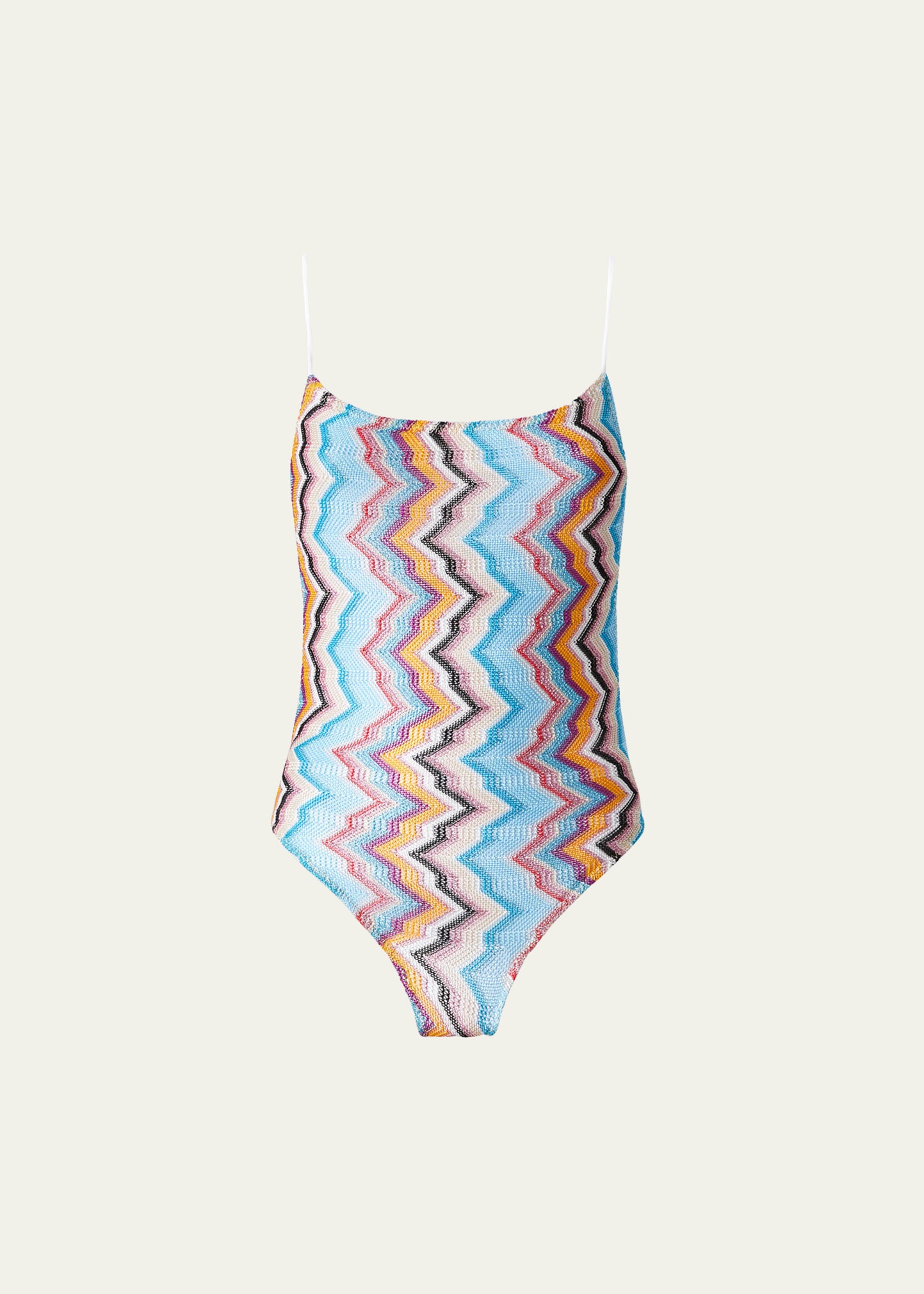 Metallic Zig-Zag One-Piece Swimsuit - 1