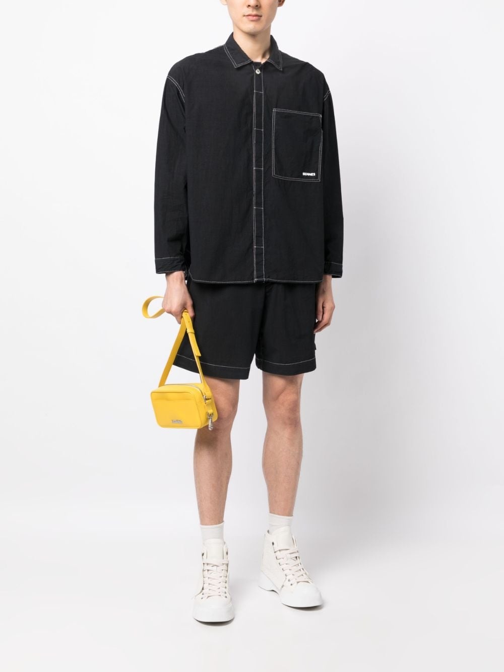 contrast-stitching cotton shorts - 2