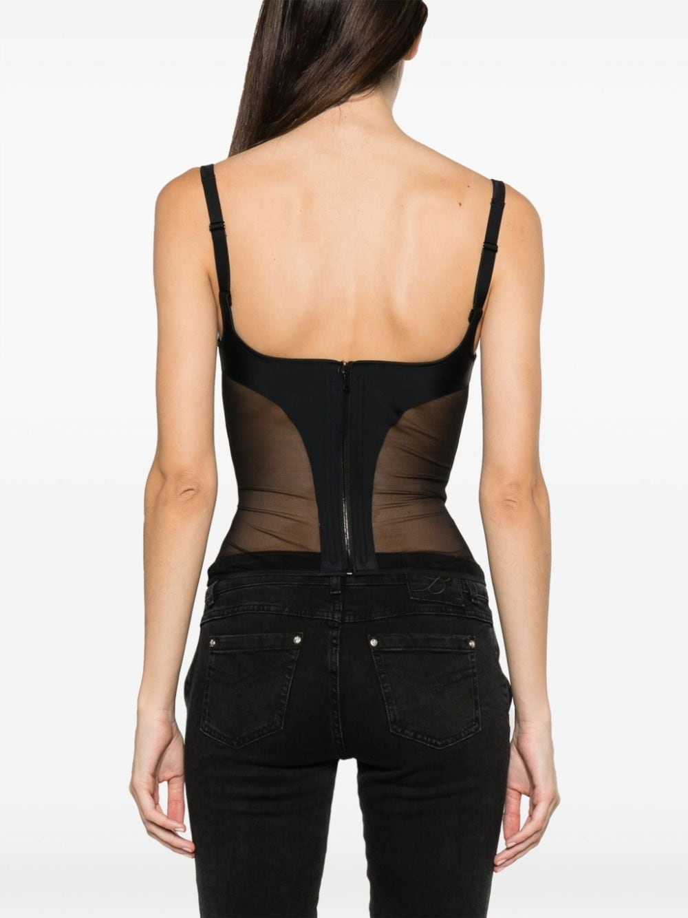 Illusion semi-sheer corset top - 4