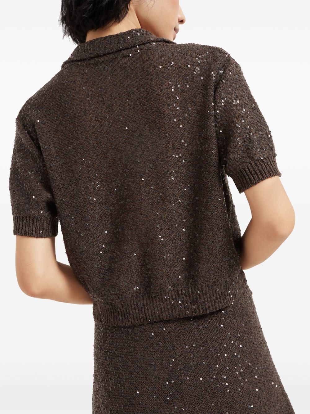 sequinned polo top - 4