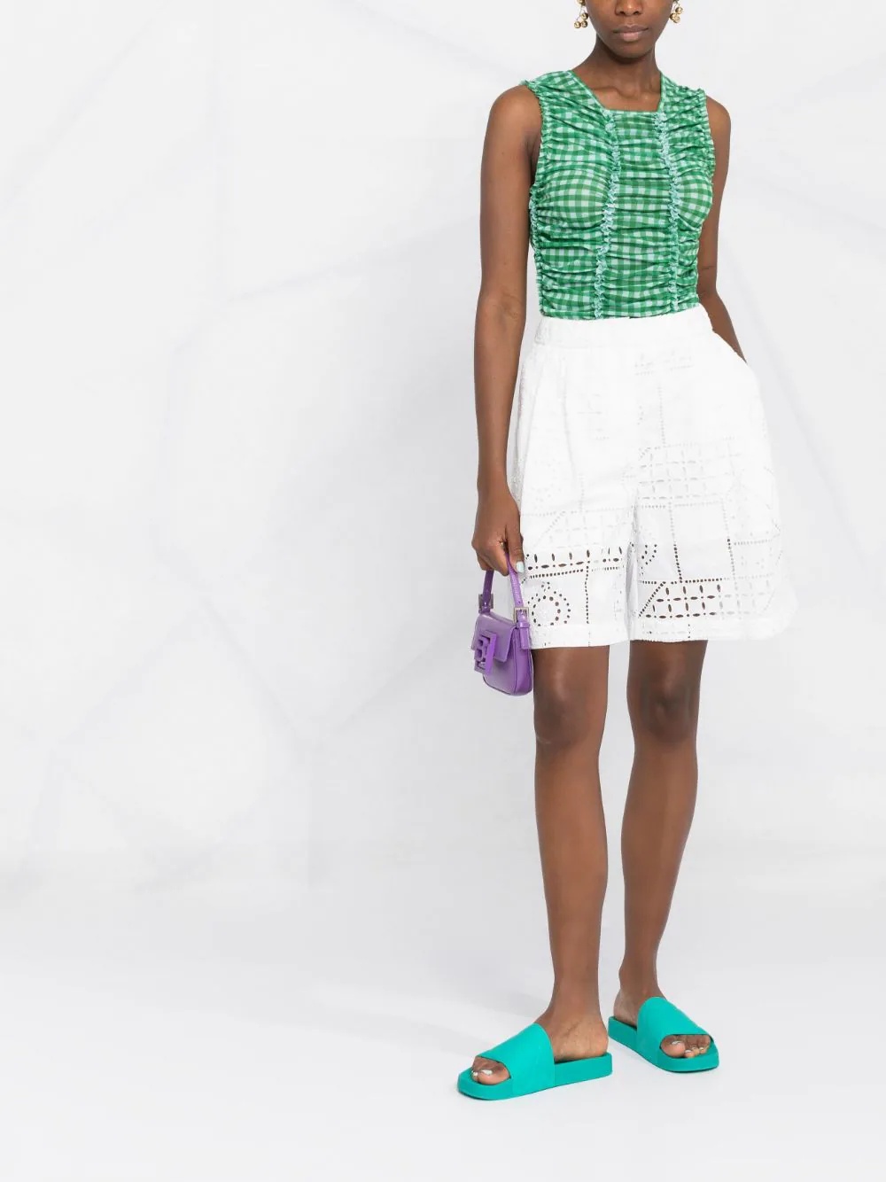 all-over perforated-design shorts - 2
