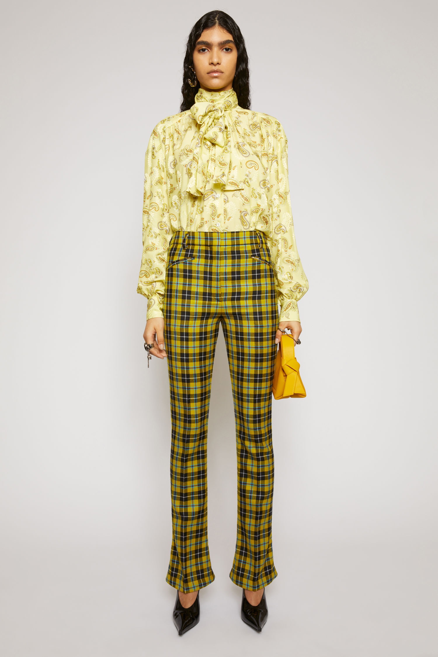 Slim-fit checked trousers yellow/black - 2