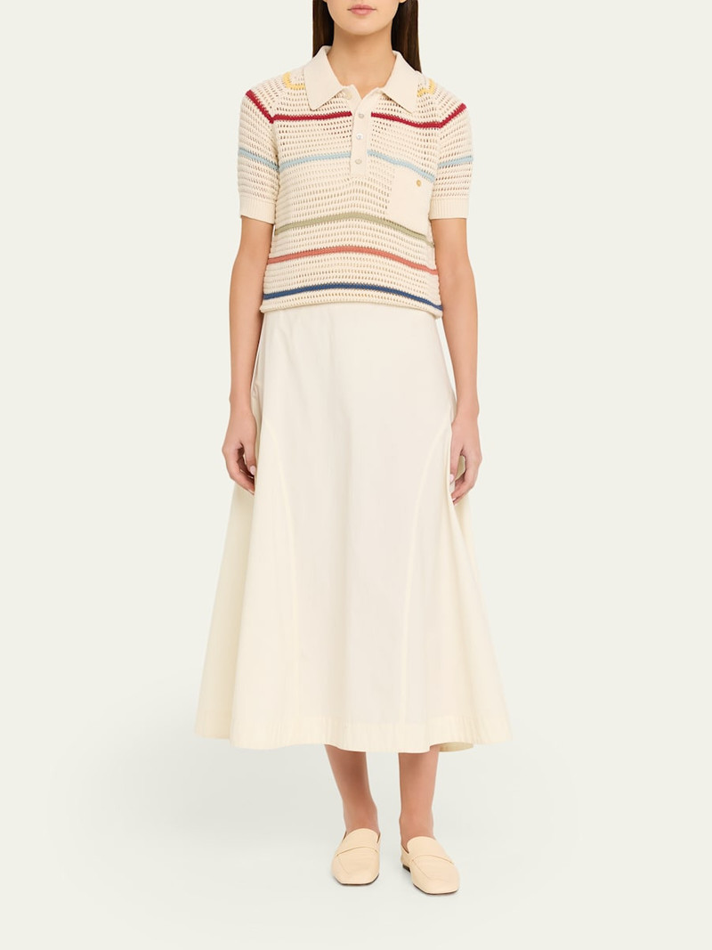 ALIX OF BOHEMIA Lessi Stripe Crochet Polo Top outlook