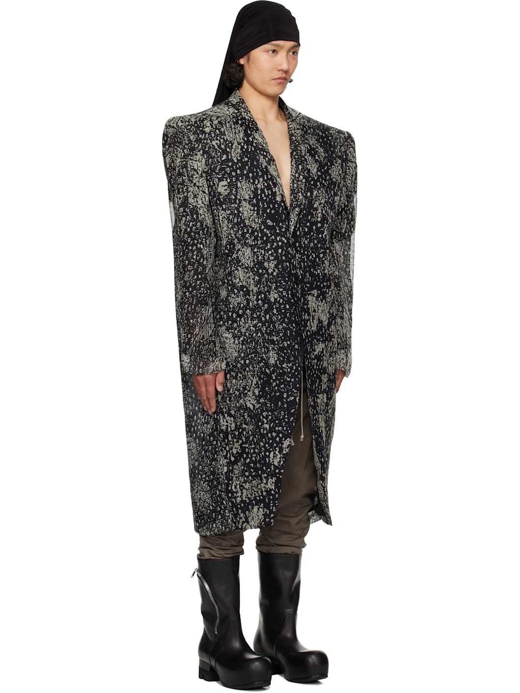 Black & Off-White Hollywood Ricks Coat - 2