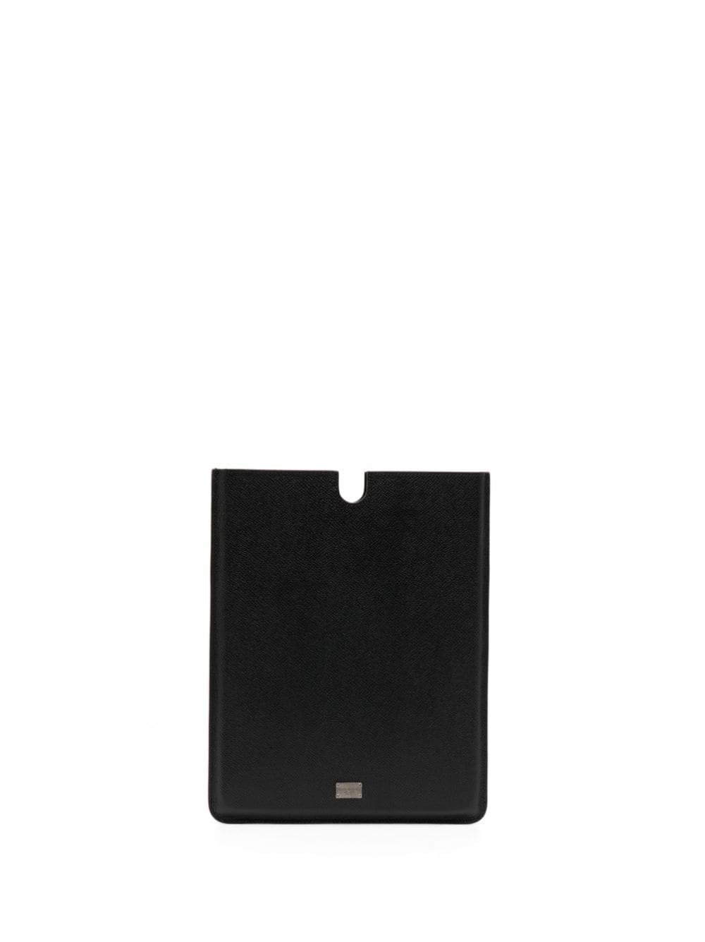 logo-plaque leather tablet case - 1