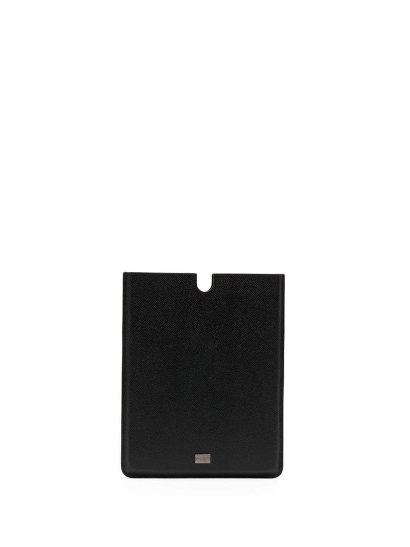 logo-plaque leather tablet case 1