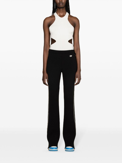 Off-White side-stripe ribbed flared trousers outlook