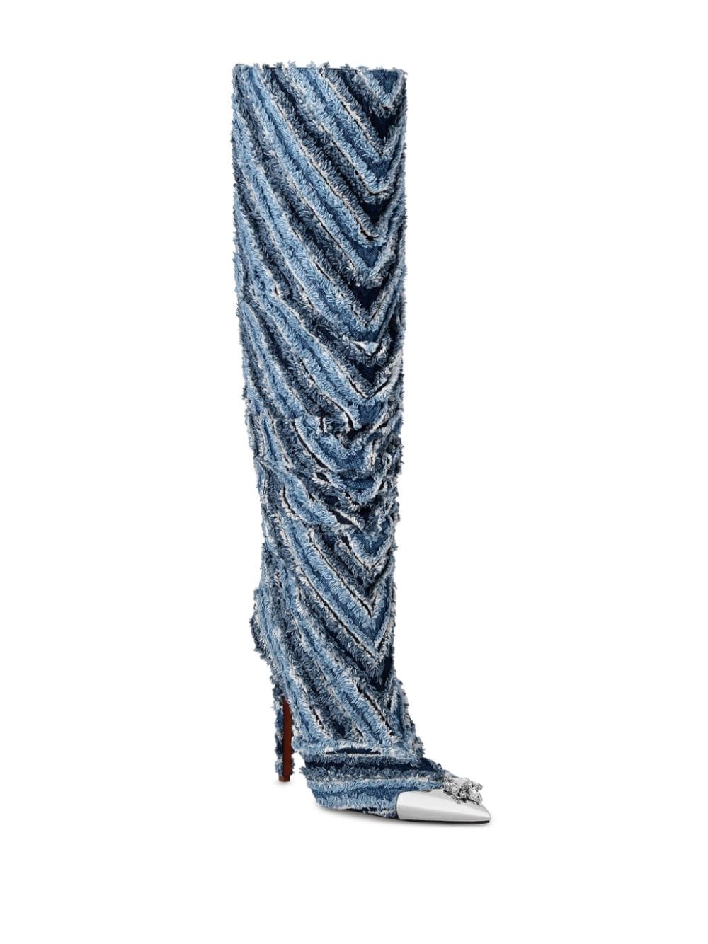 120mm mix denim high boots - 2
