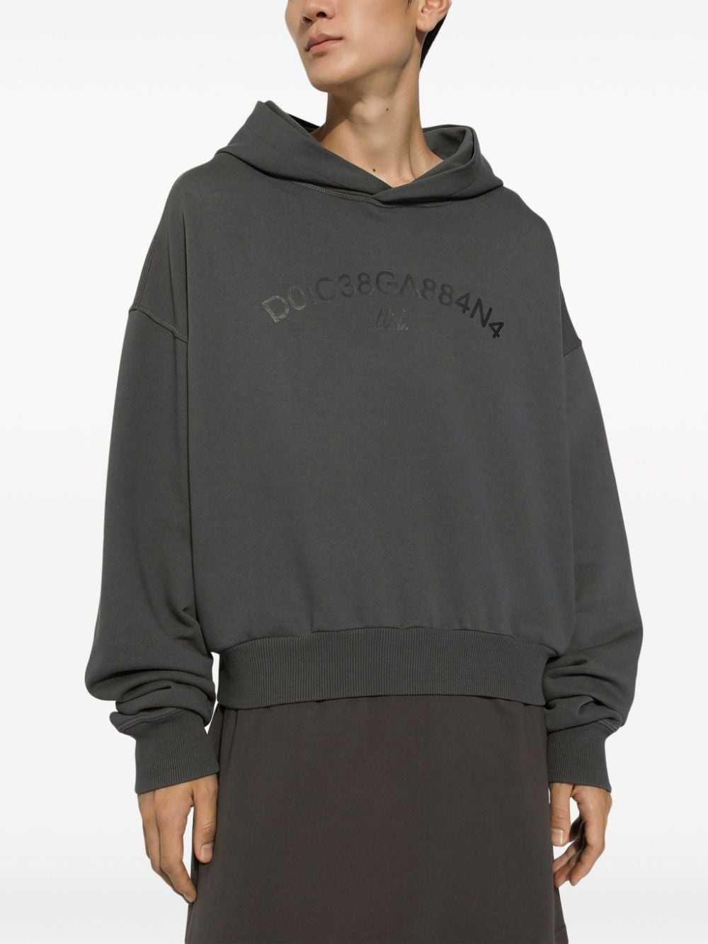 logo-print cotton hoodie - 4