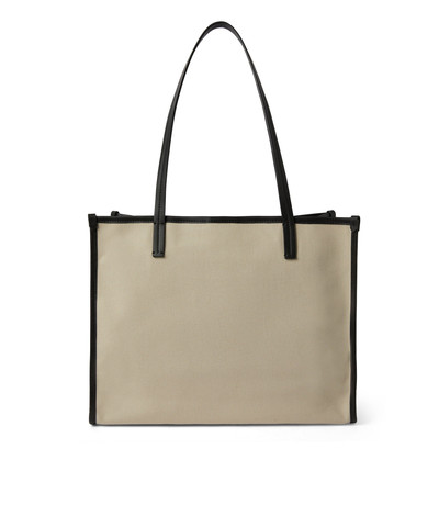 MSGM Canvas cotton tote bag with leather details outlook