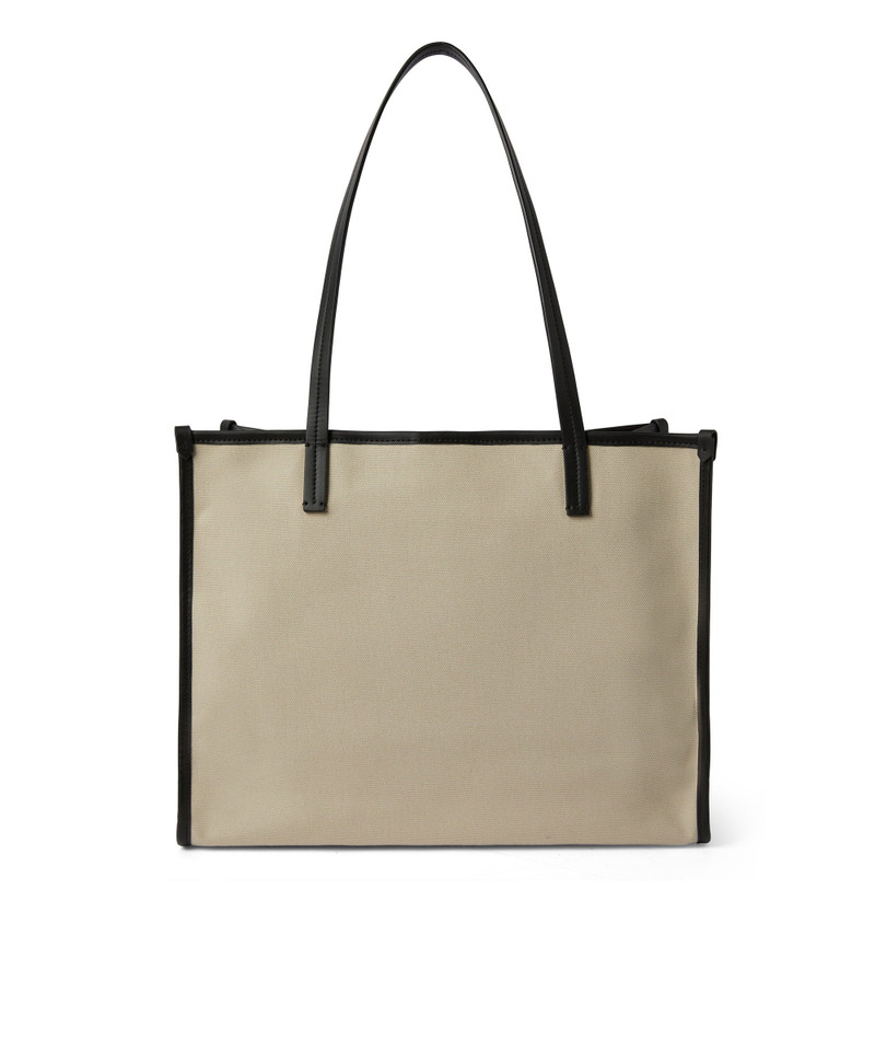 MSGM Canvas cotton tote bag with leather details outlook