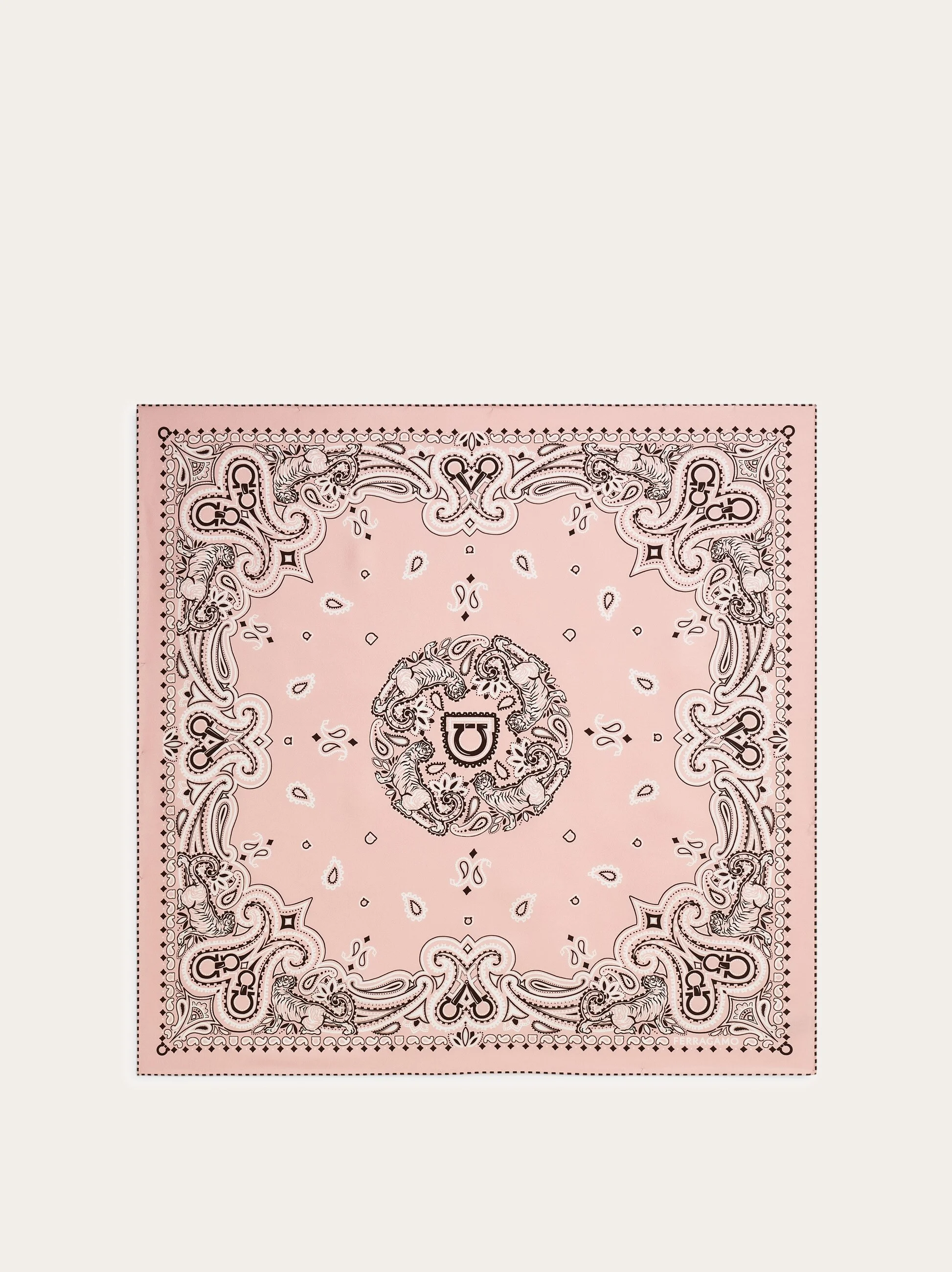 Arabesque print silk scarf - 1
