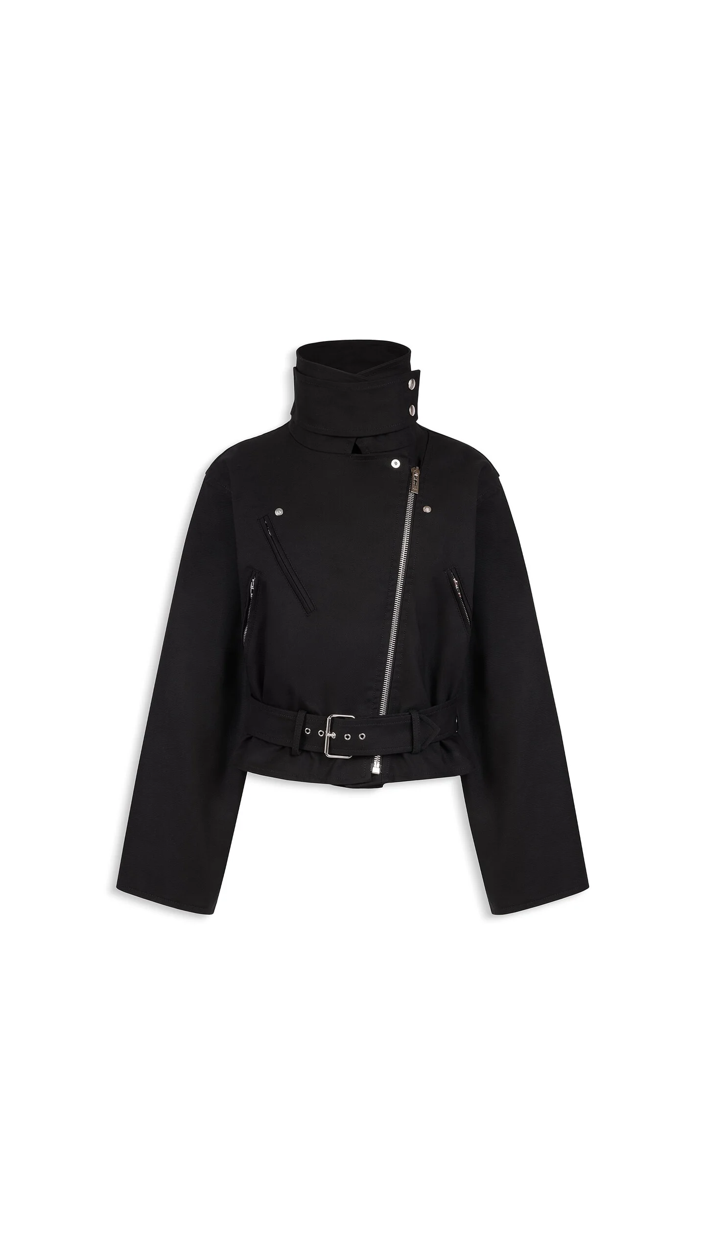 LAYERED COTTON BIKER JACKET - 1