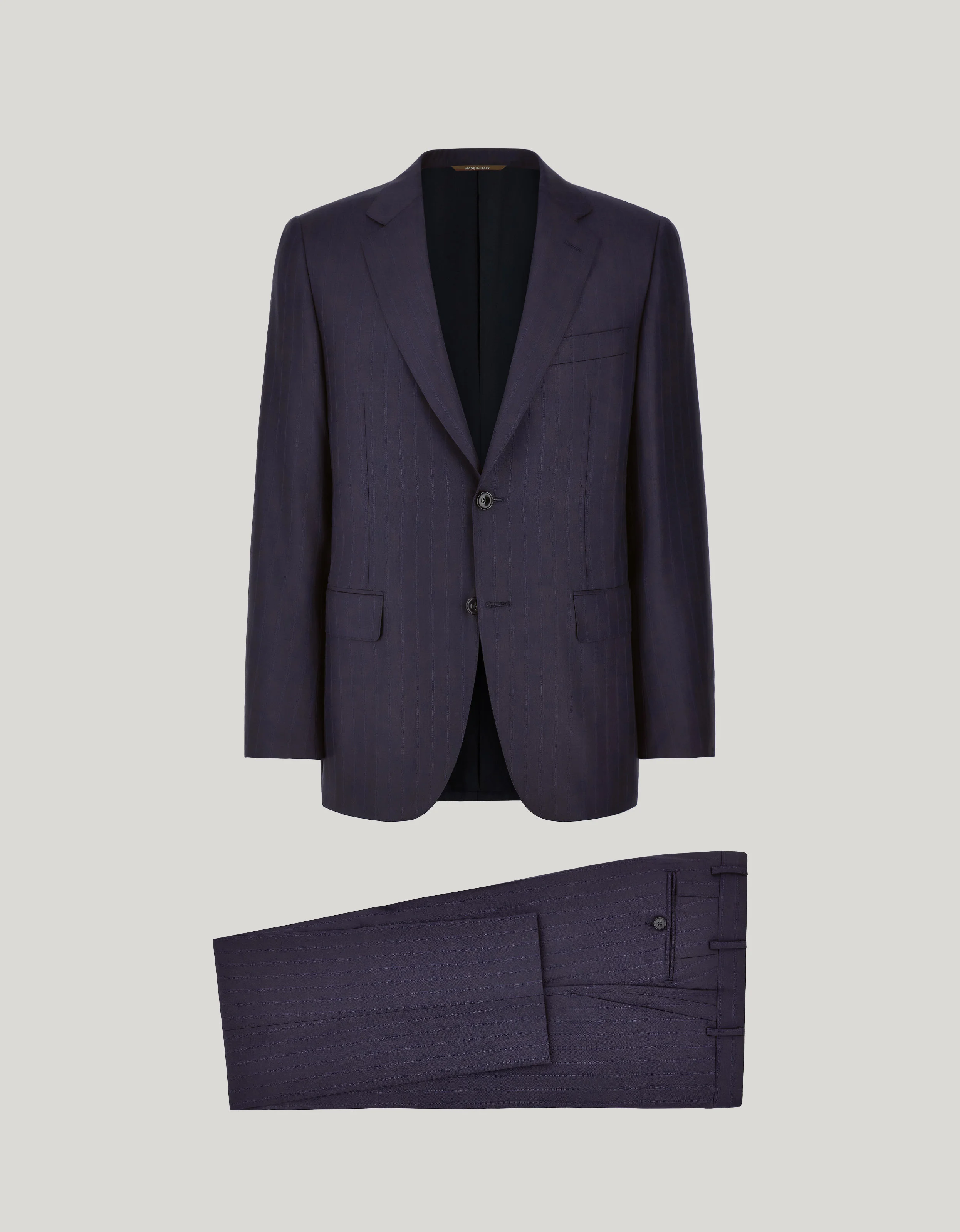 NAVY BLUE 150'S WOOL AND SILK SUIT WITH SINGLE-BREASTED JACKET - 1