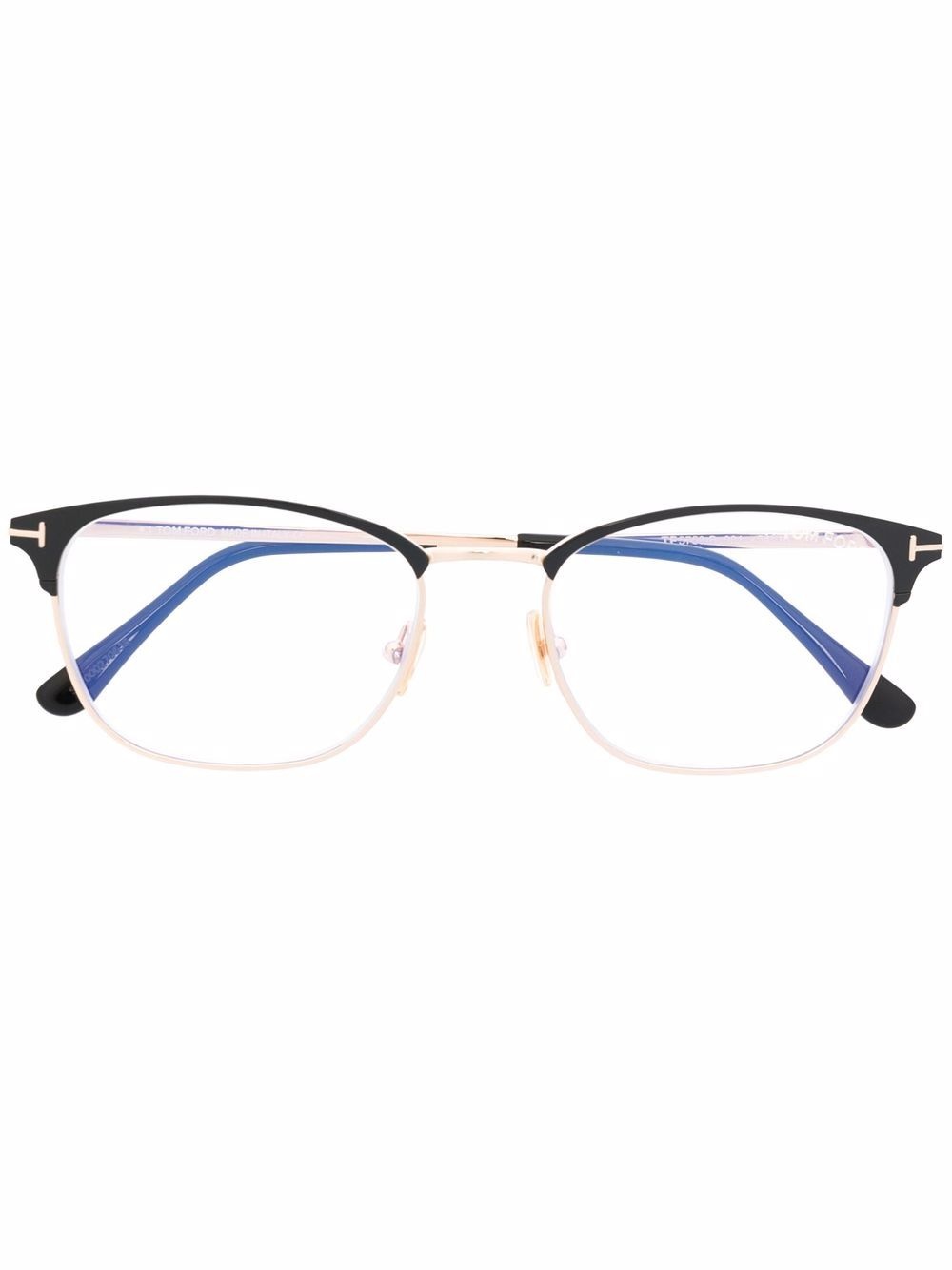 polished-effect square-frame glasses - 1