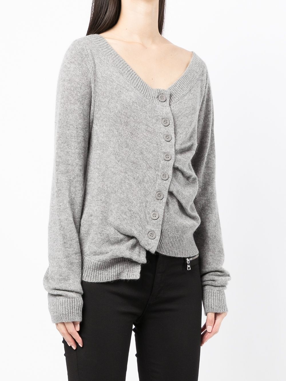 asymmetric button-down cashmere cardigan - 3