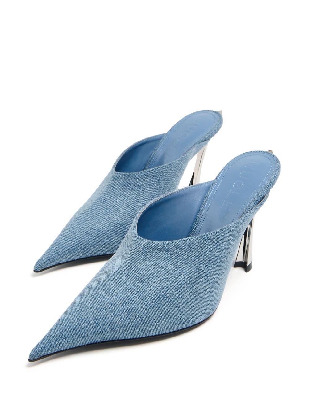 denim pointed toe mules - 2