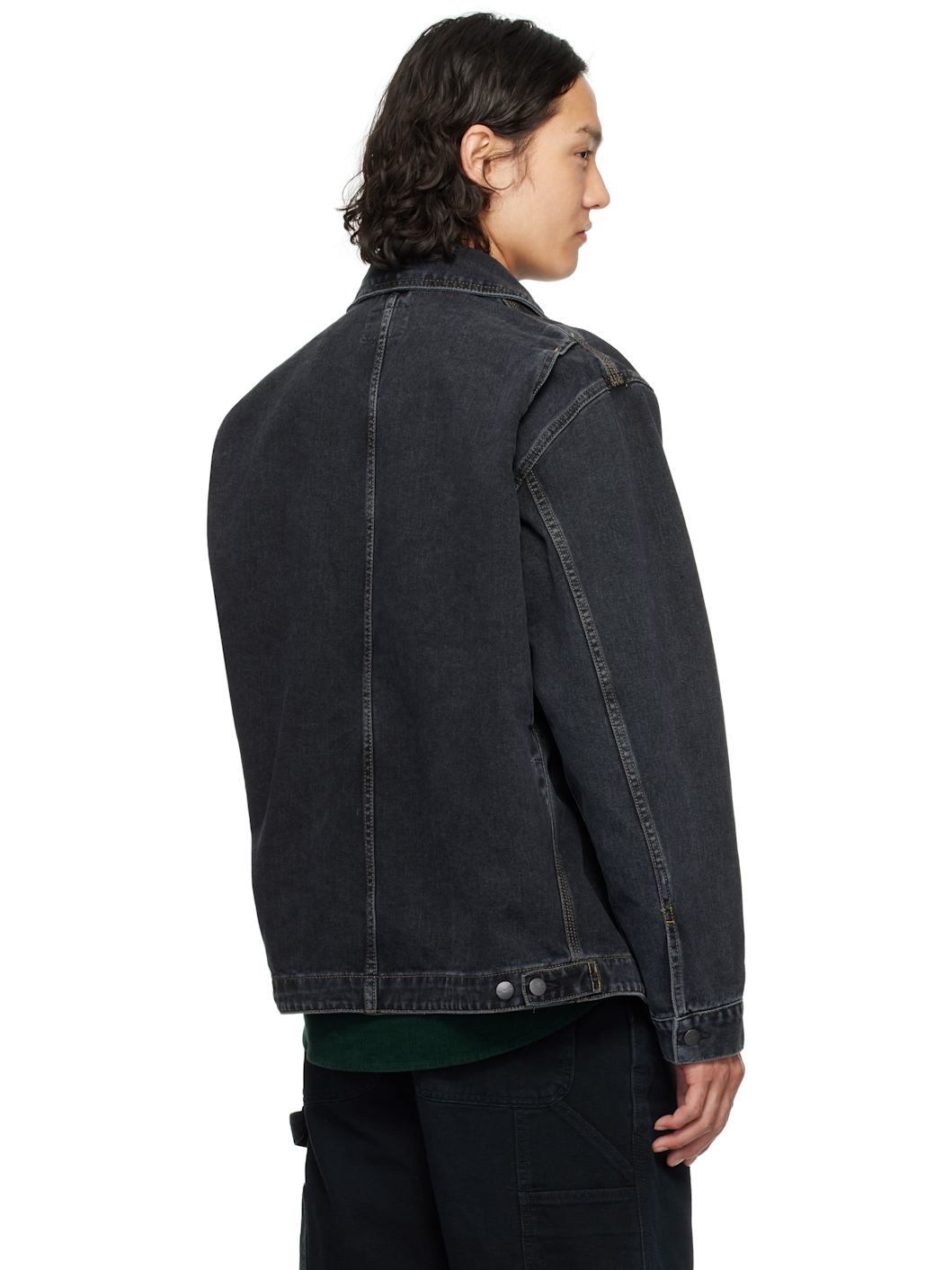 Black OG Double Front Denim Jacket - 3