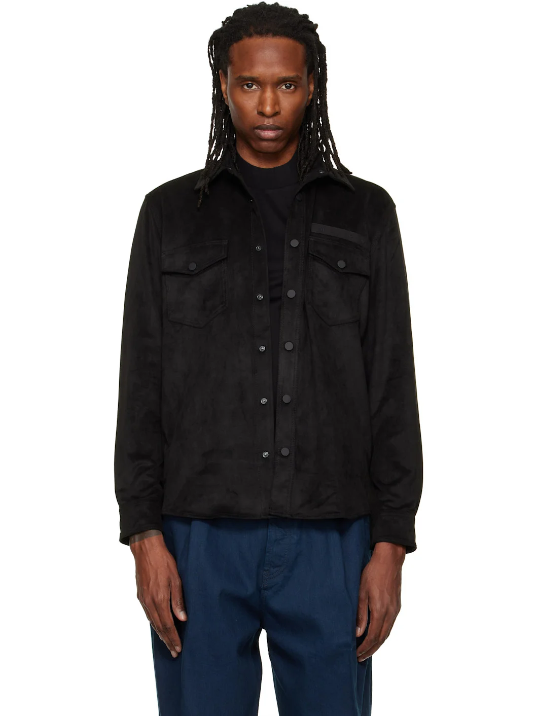Black Oversized-Fit Embroidered Logo Shirt - 1