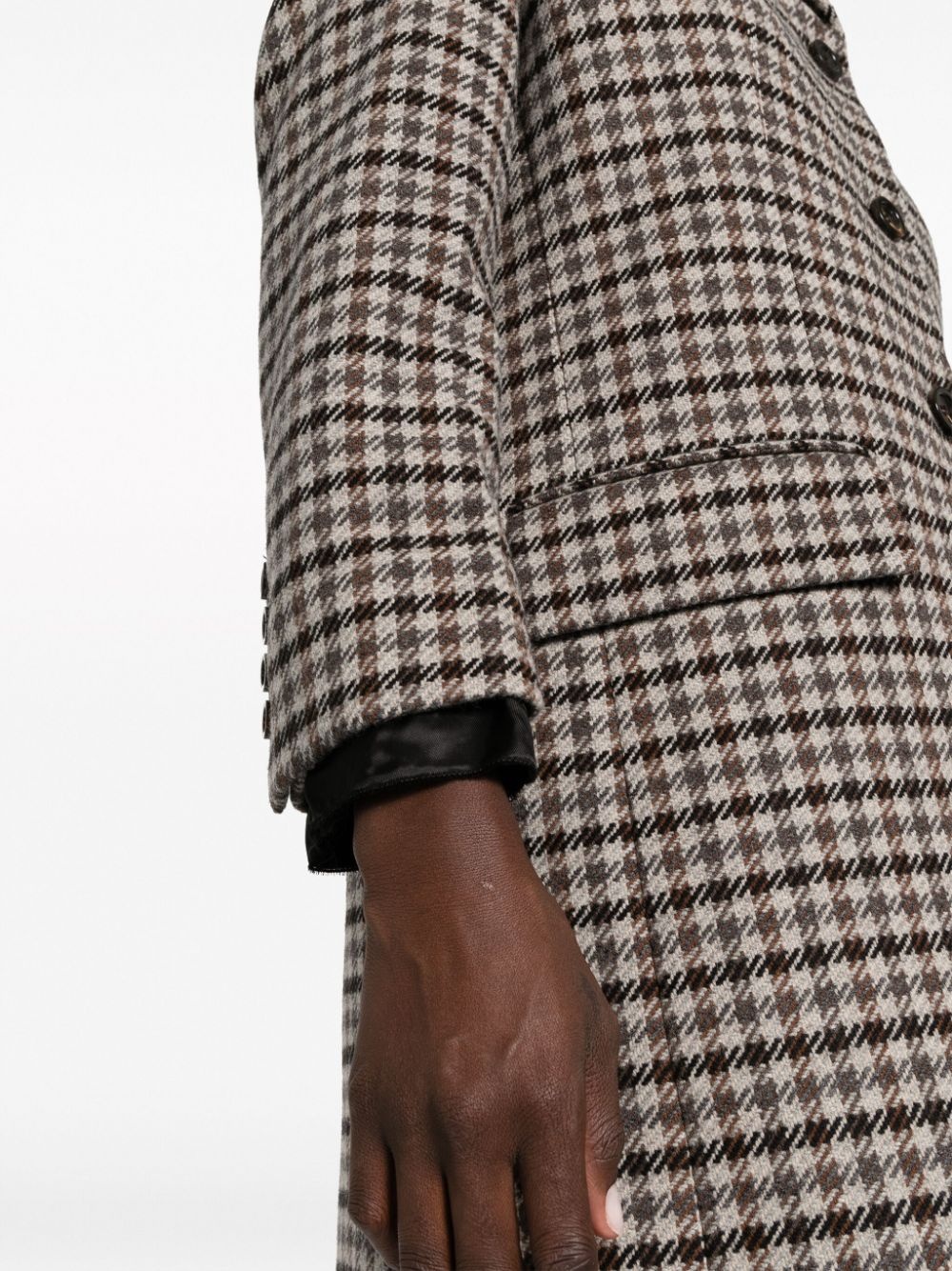 houndstooth-pattern single-breasted coat - 5
