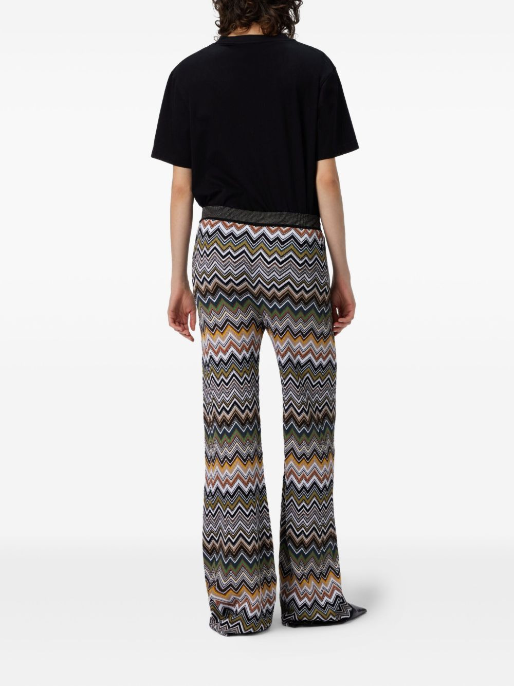 chevron-pattern flared trousers - 3