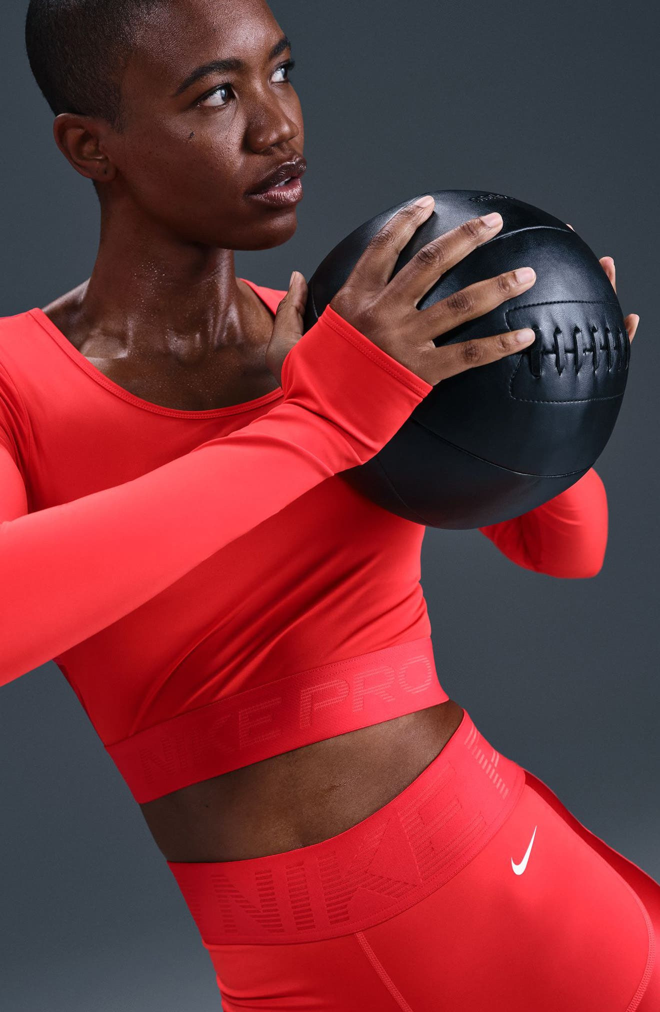 Nike Pro Sculpt Dri-FIT High Waist Bike Shorts in Lt Crimson/Ember Glow/White at Nordstrom - 4