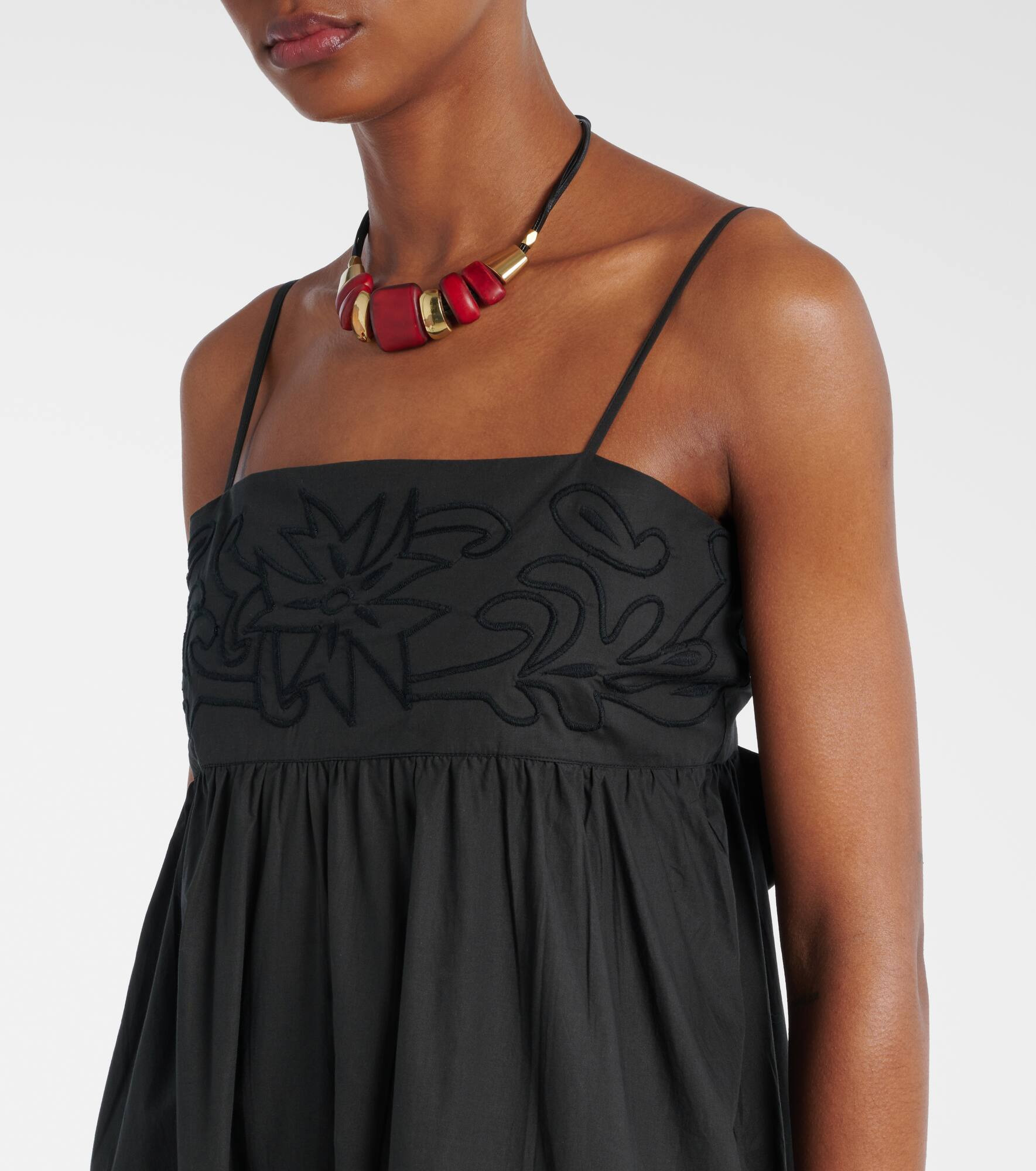 Floral embroidered cotton minidress - 4
