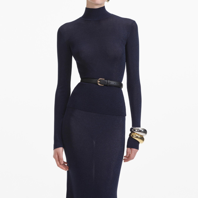 Navy Viscose Knit Top 4