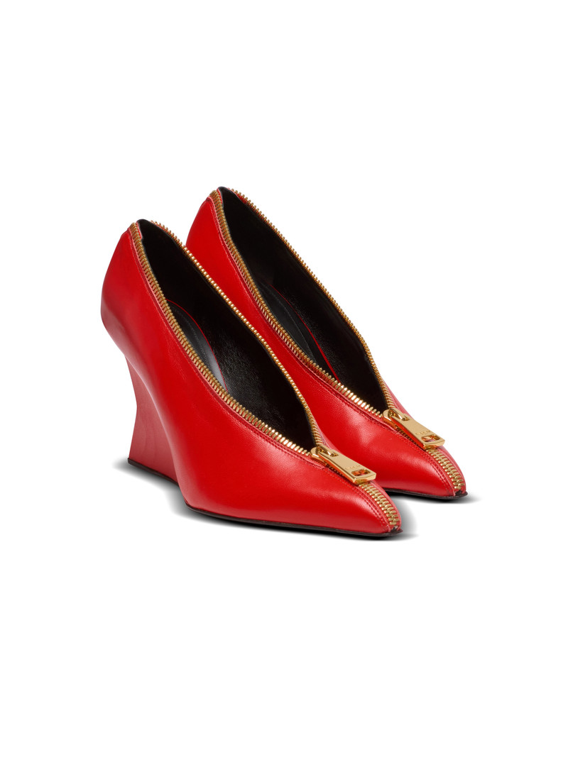 Zip Wedge pumps in lambskin leather 2