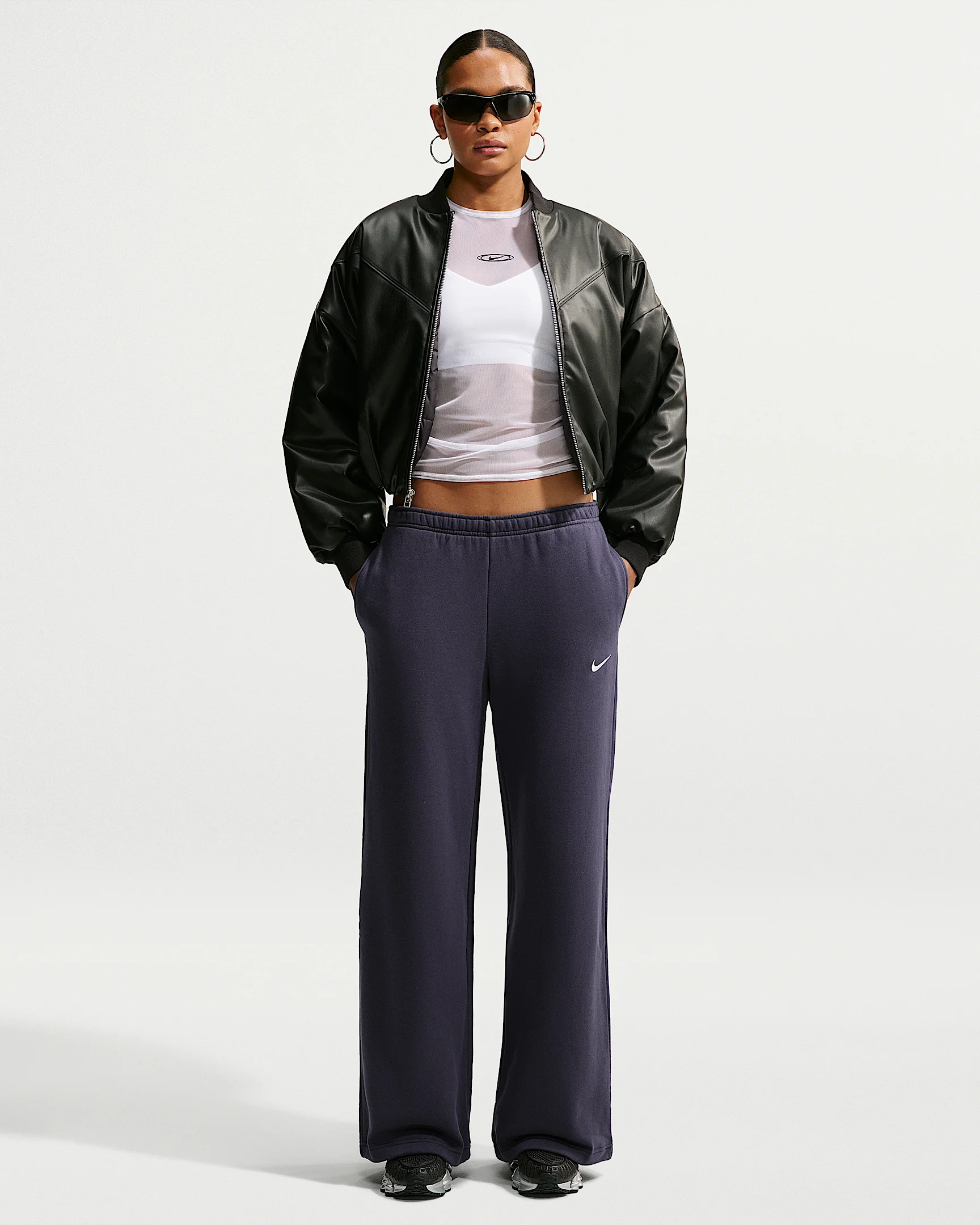 Nike Studio Fleece Medium Weight Women's Mid-Rise Wide-Leg Pants - 1