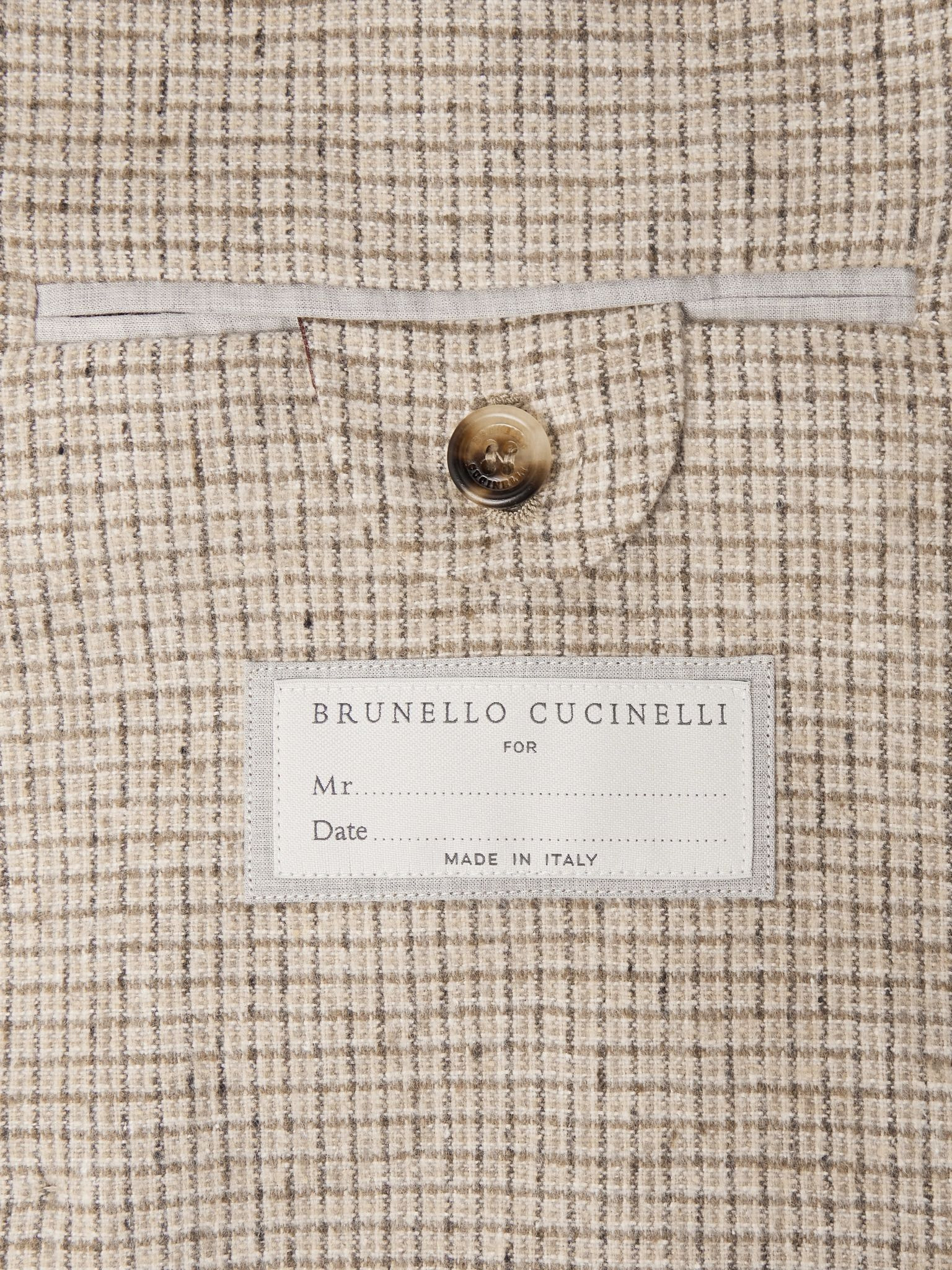 Double-Breasted Checked Silk, Wool and Cashmere-Blend Blazer Beige - 6
