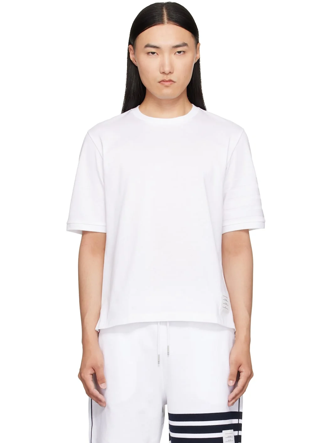 White Jersey Ottoman 4-Bar T-Shirt - 1